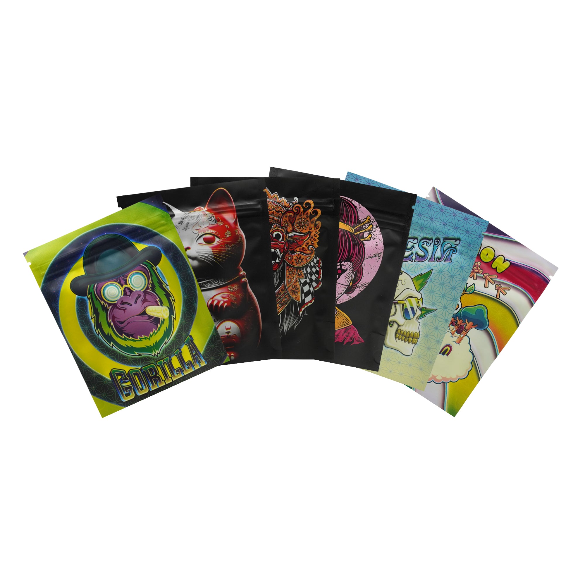 Matte Assorted Mystic Design Smell Proof Mylar Foil Stand Strong® Bags