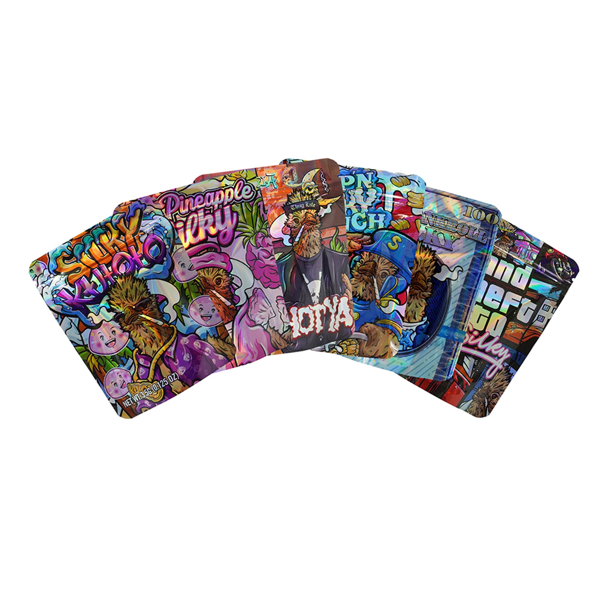 Holographic Silky Smell Proof Metallized Foil Stand Strong® Bags