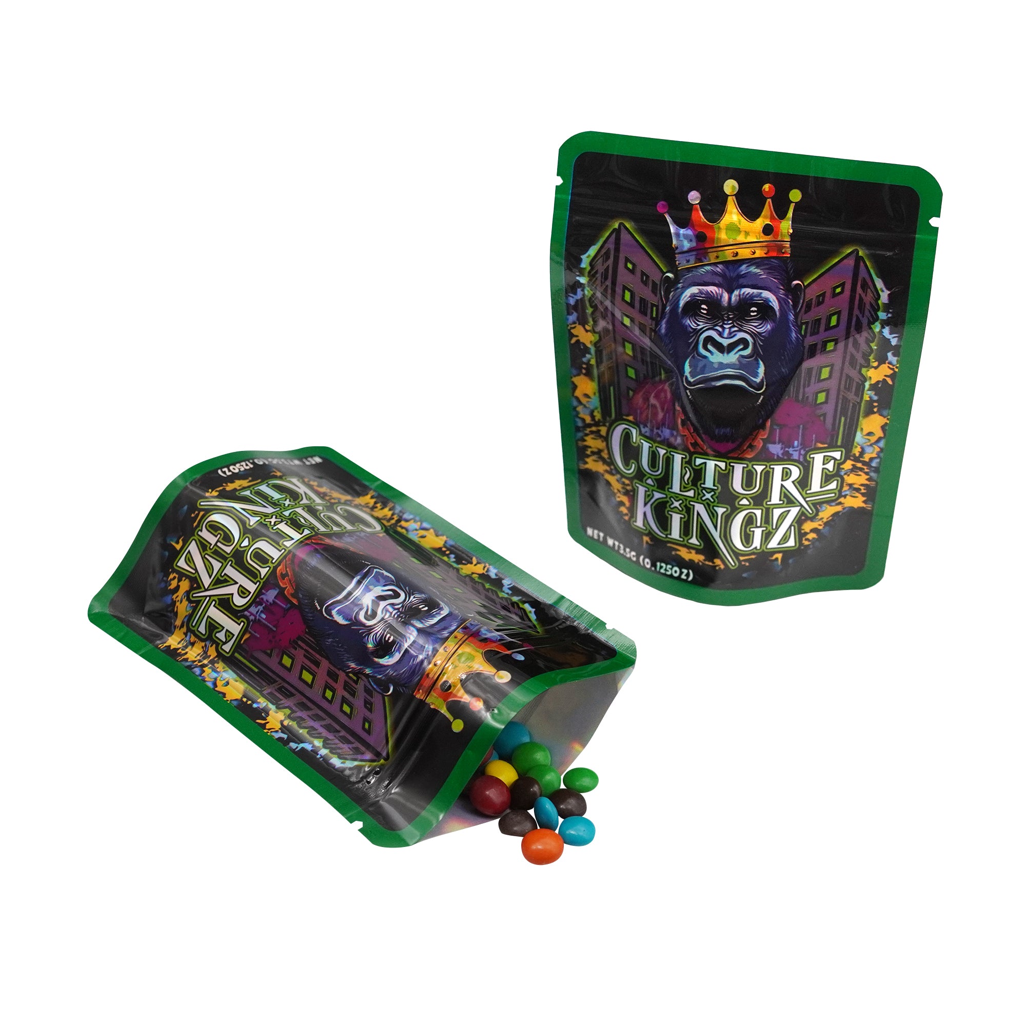 Holographic Ape Design Smell Proof Mylar Foil Stand Strong® Bags
