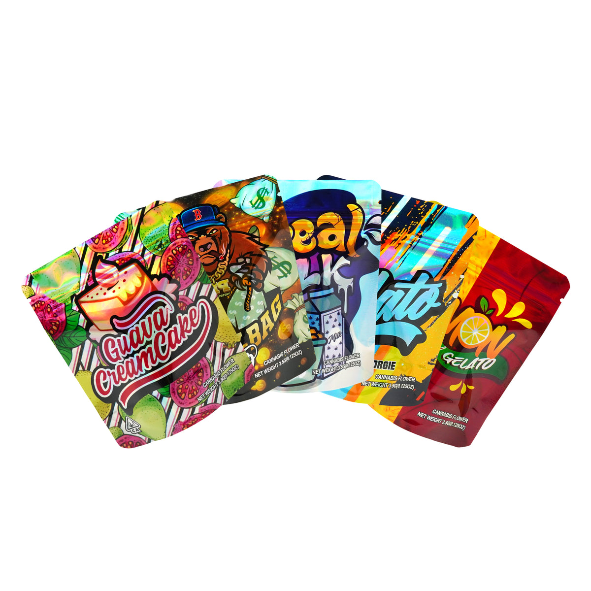 Holographic Street Flavorz Designed Smell Proof Mylar Foil Stand Strong® Bags
