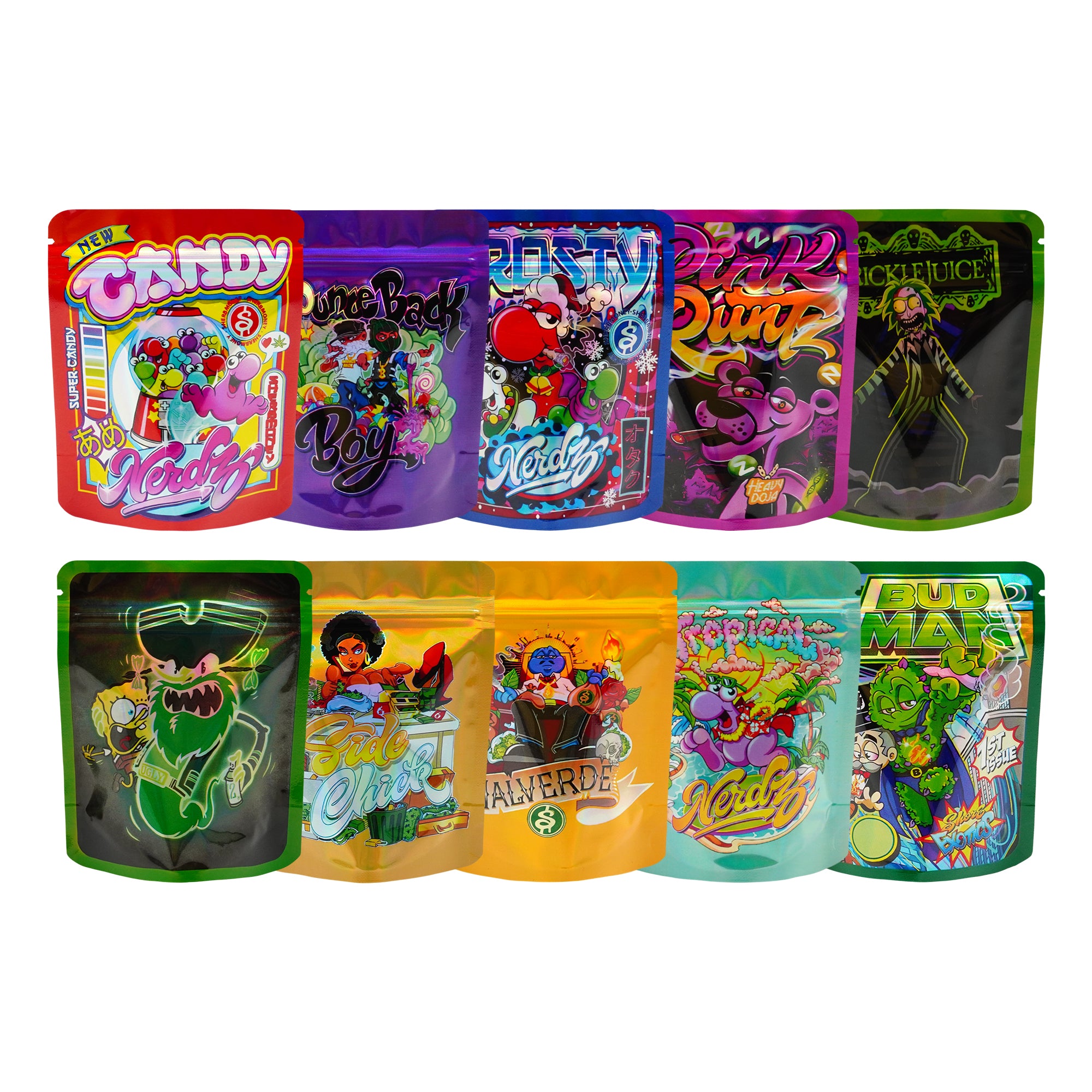 Holographic Pop Smoke Designed Smell Proof Mylar Foil Stand Strong® Bags