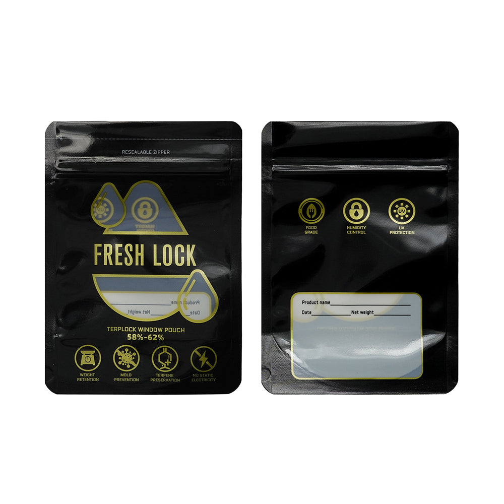 Glossy Mirror Black with Clear Window Curing Smell Proof Stand Strong® Bags