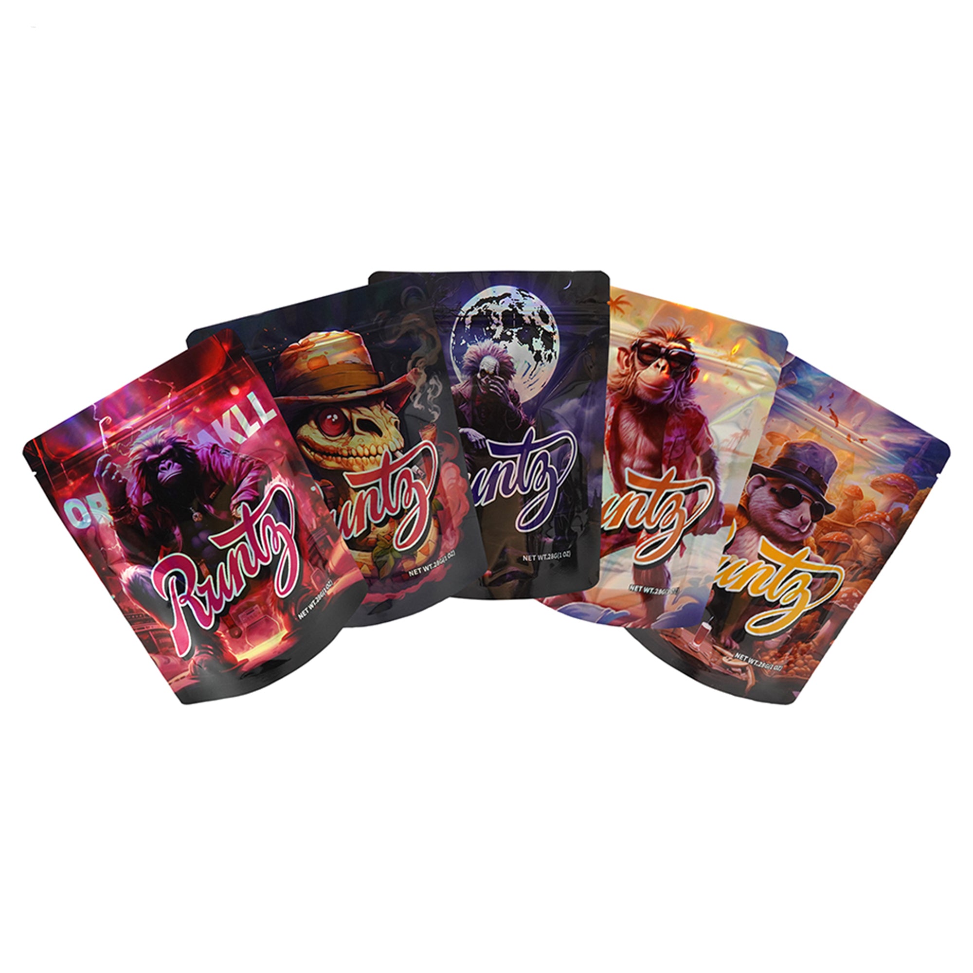 Mixed Holographic Smell Proof Mylar Foil Stand Strong® Bags