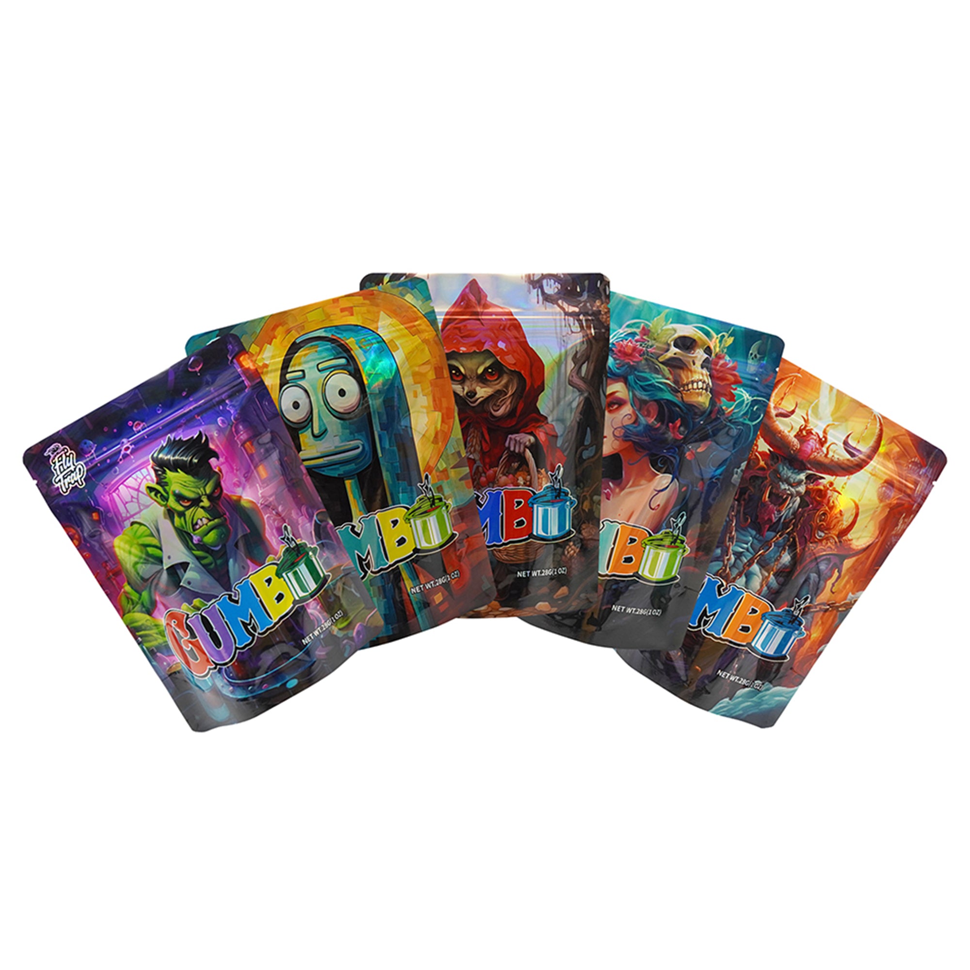 Mixed Holographic Smell Proof Mylar Foil Stand Strong® Bags