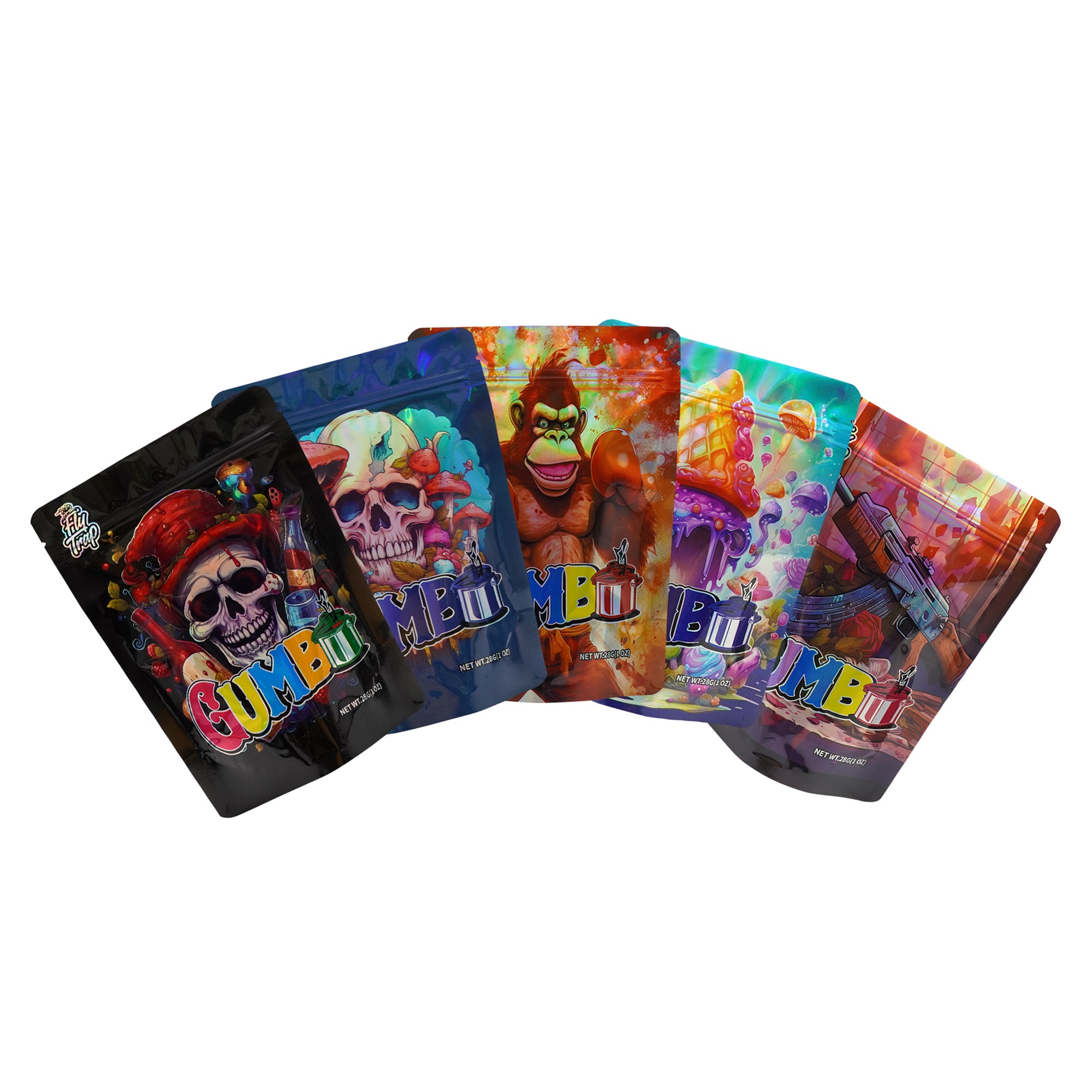 Mixed Holographic Smell Proof Mylar Foil Stand Strong® Bags