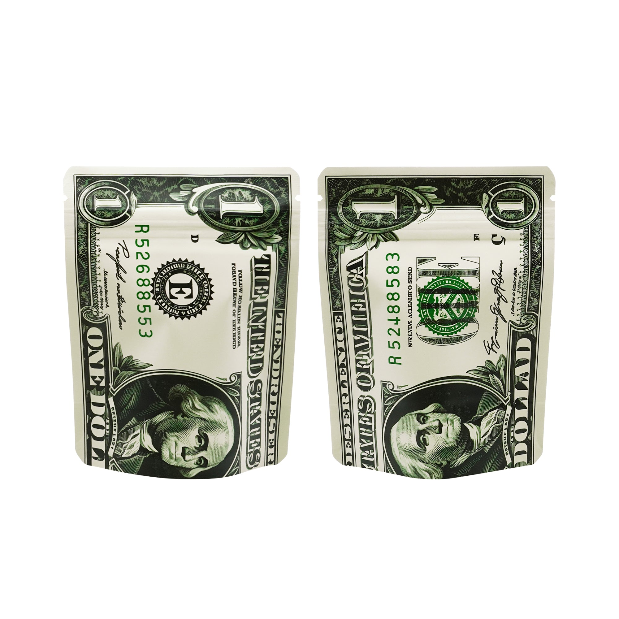 Currency Design Metallic Foil Smell Proof Stand Strong® Bags