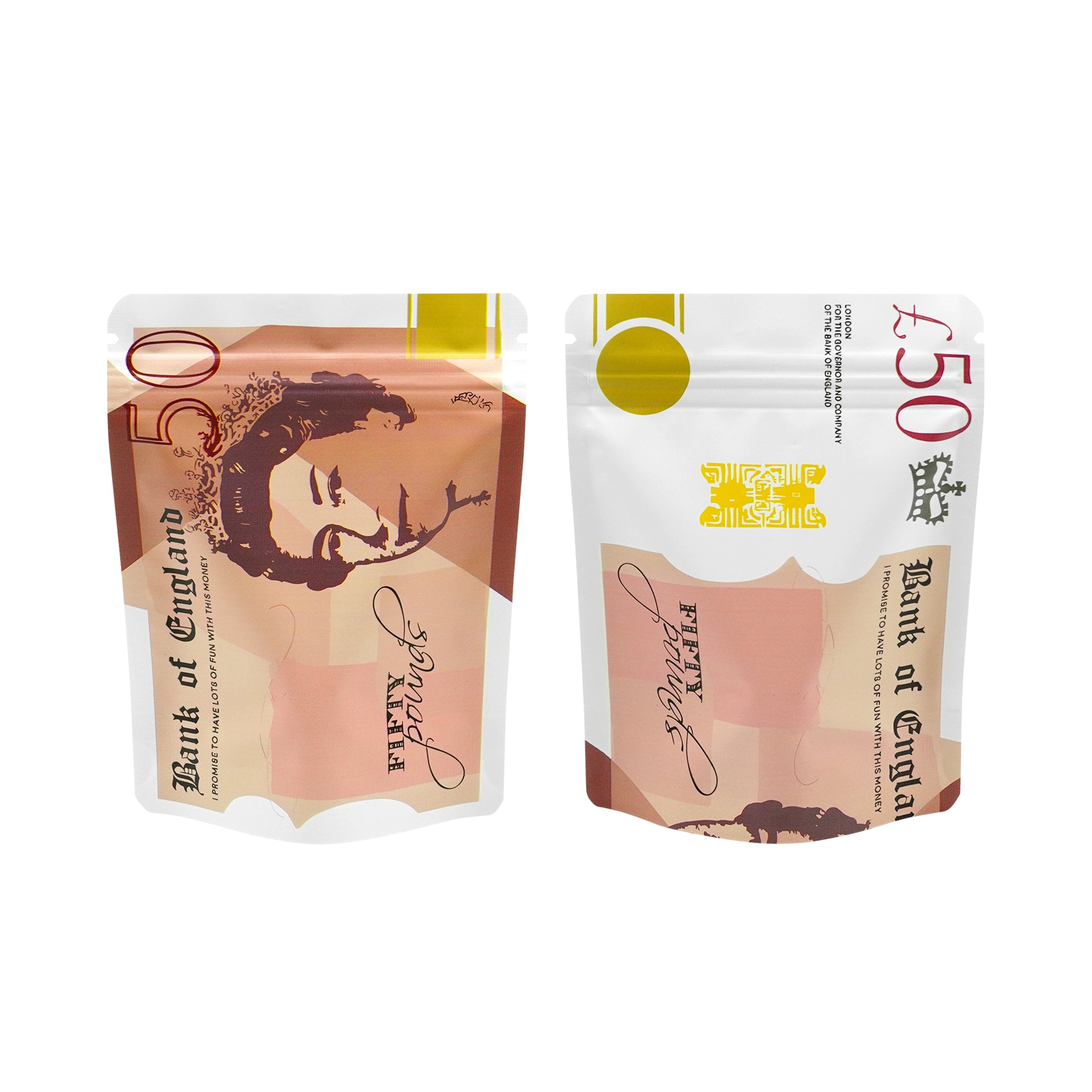 Currency Design Metallic Foil Smell Proof Stand Strong® Bags