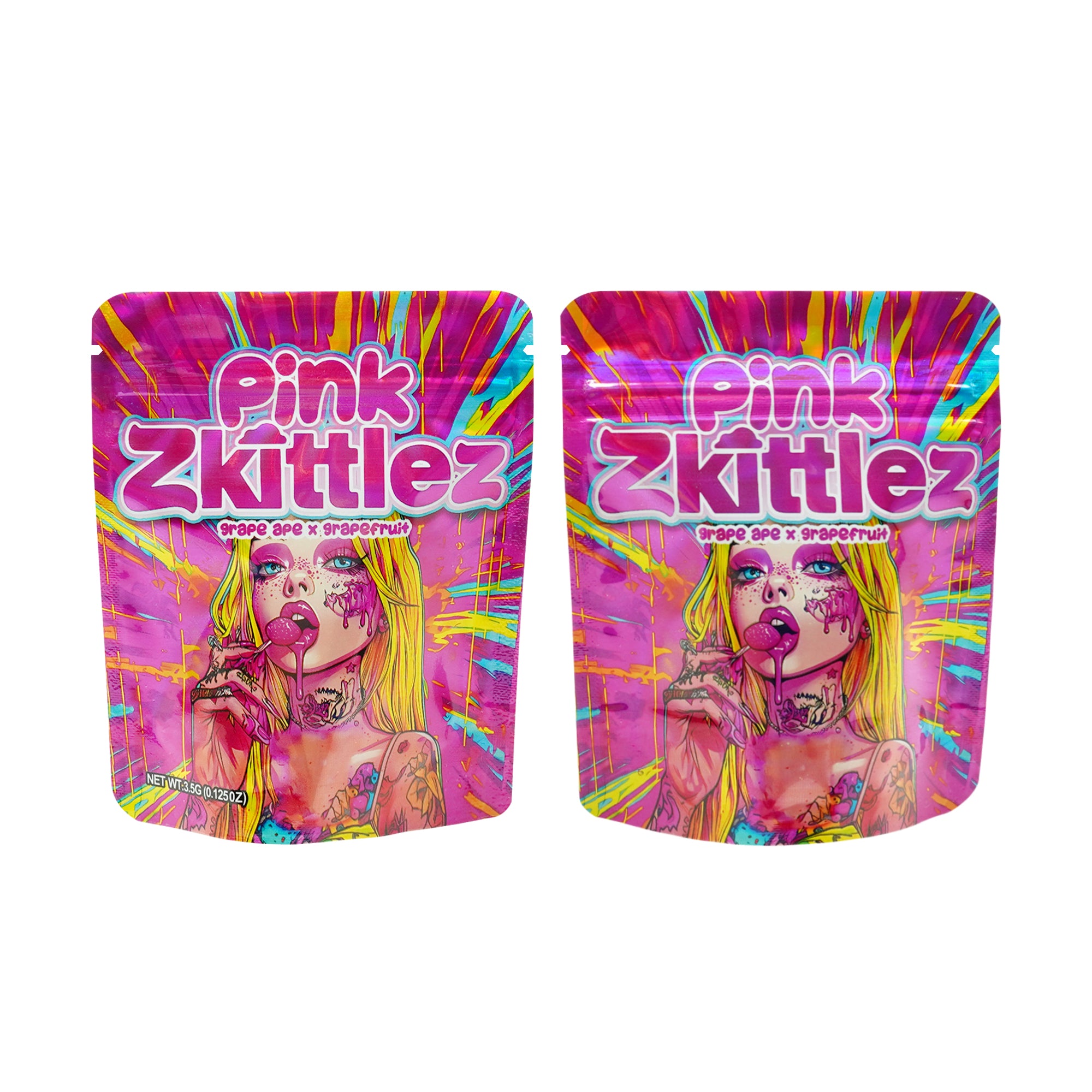 Holographic Foodie Designed Smell Proof Metallized Foil Stand Strong® Bags