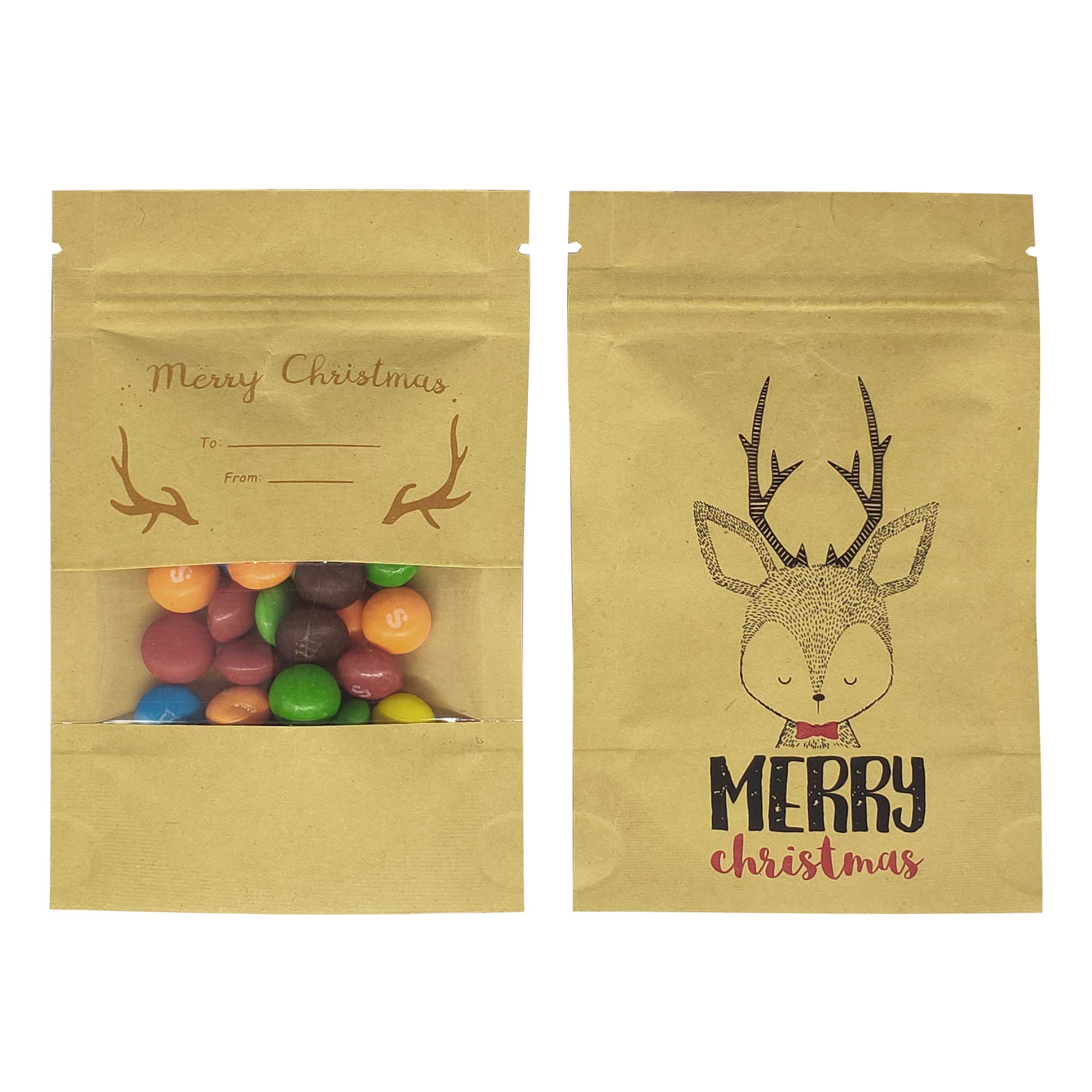 Classic Kraft Designed Holiday Stand Strong® Bags with Clear Window