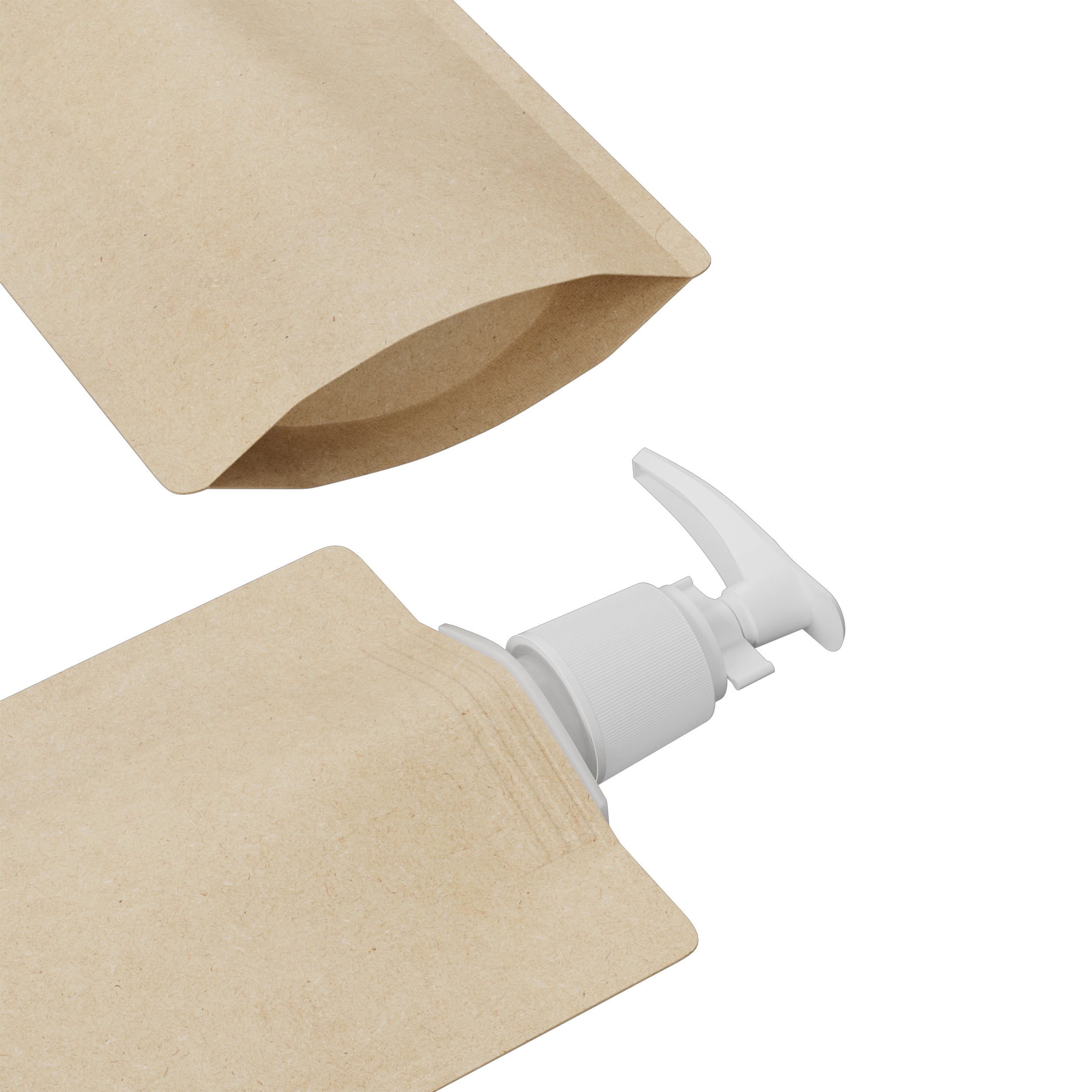 Classic Kraft Brown Stand Pouch with Top Wide Mouth Pump Dispenser