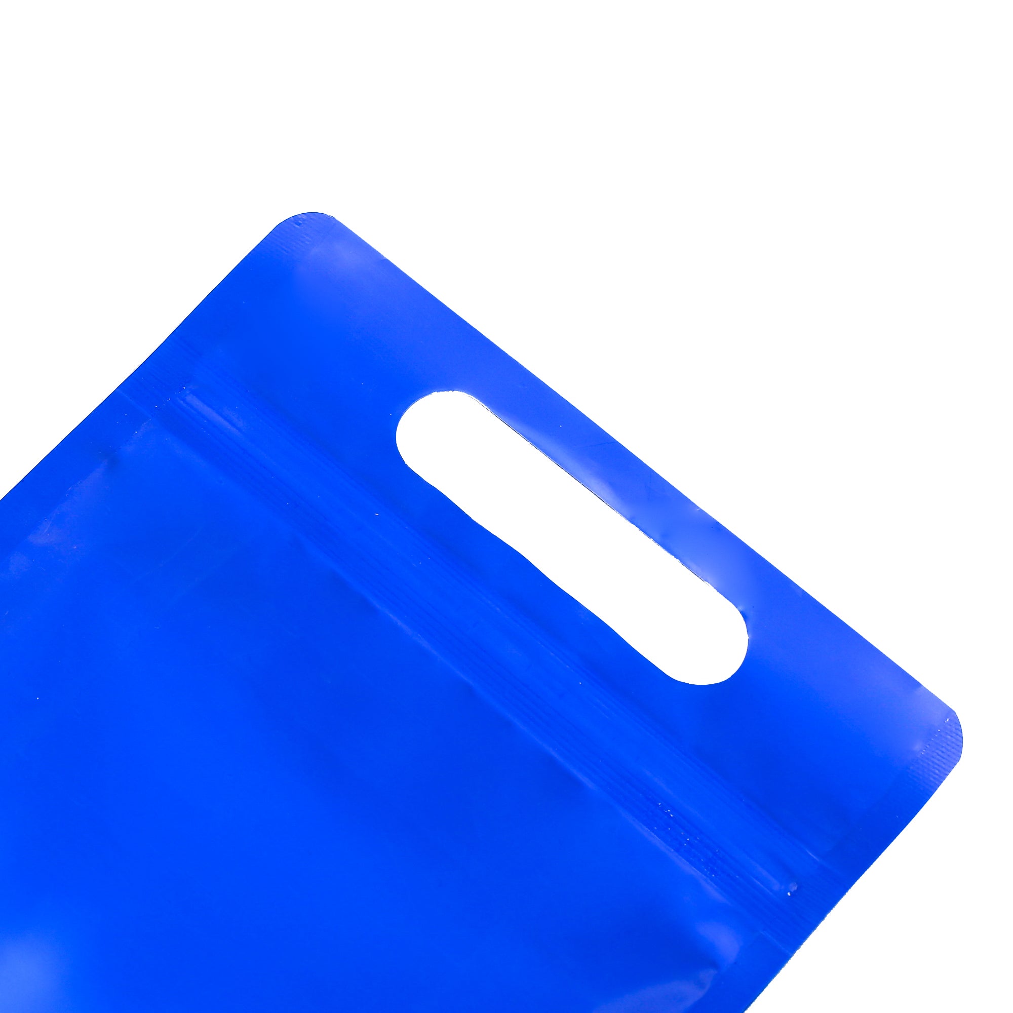 Smooth Matte Cobalt Blue Side Gusset Stand Strong® Bags with Die Cut Handles