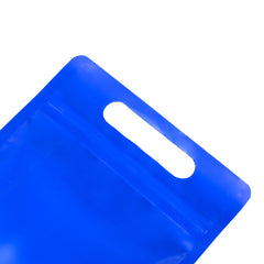 Smooth Matte Cobalt Blue Side Gusset Stand Strong® Bags with Die Cut Handles