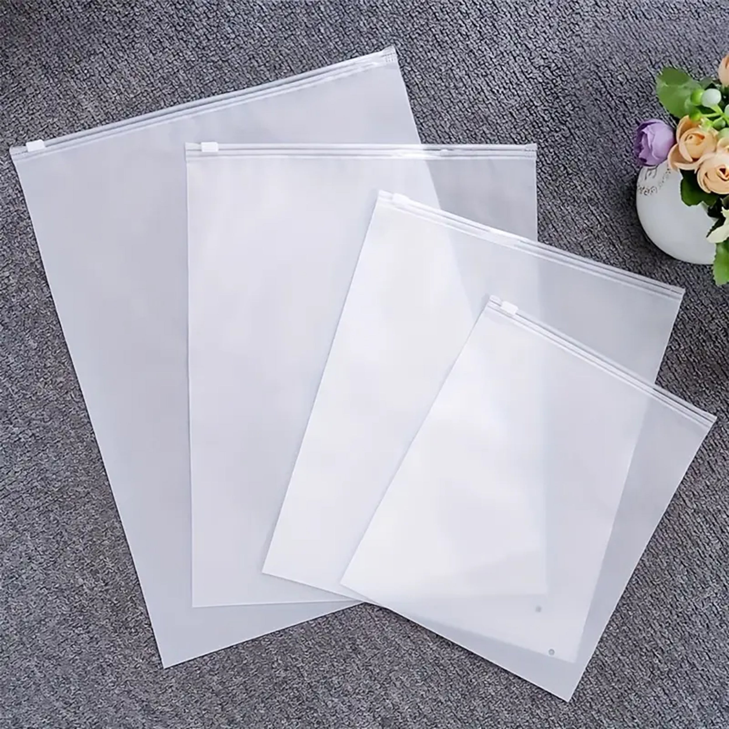 QQ Studio® Cloudy Translucent Poly Plastic Slider Zip