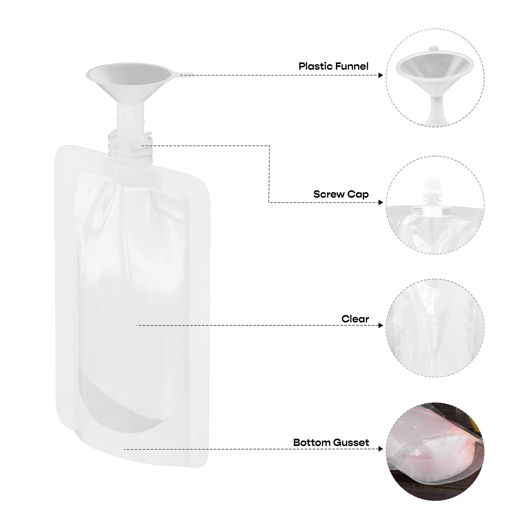Customizable Glossy Plastic Bottle Pouch with Top Screw Cap Spout (Basic Printing)