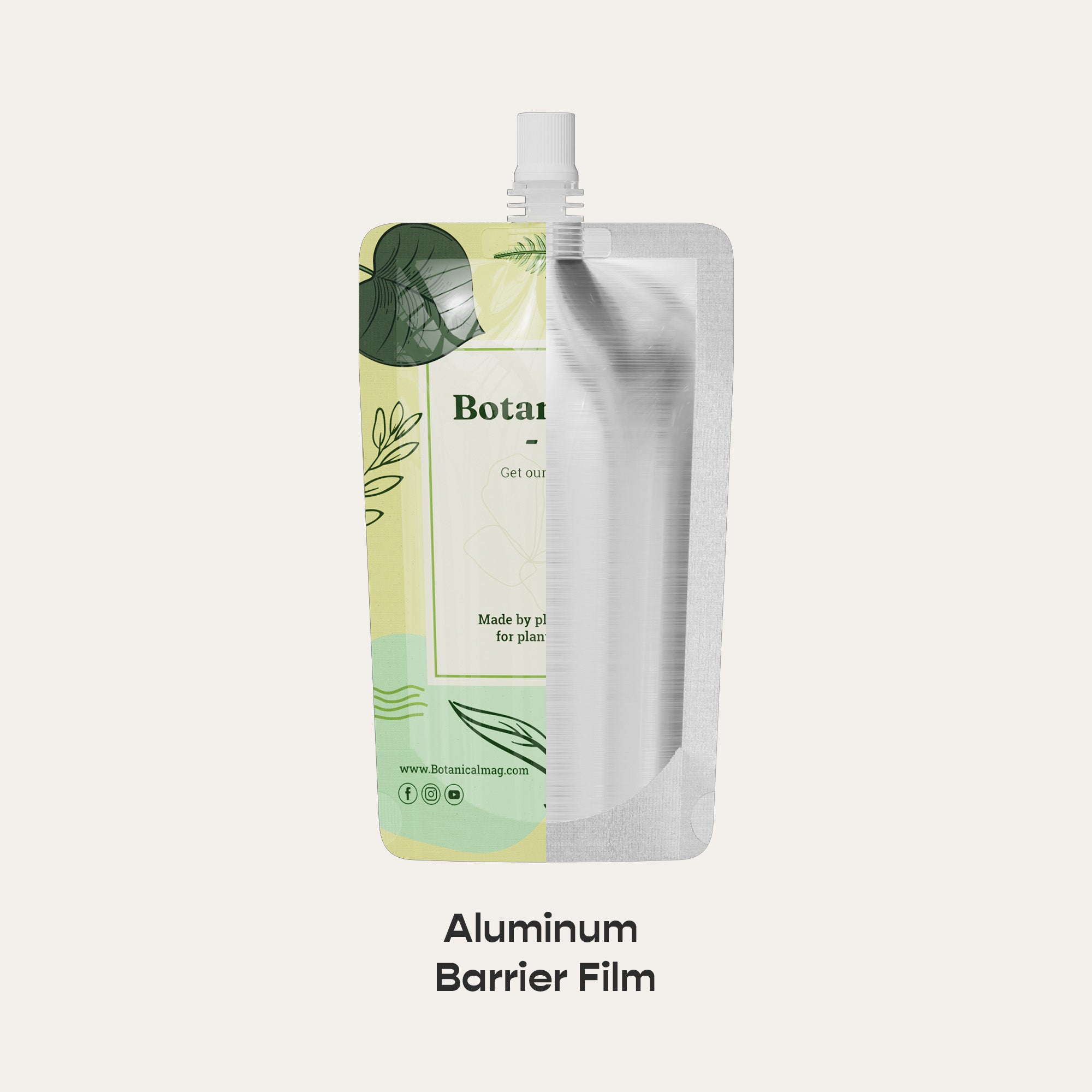 Customizable Matte Aluminum Bottle Pouch with Top Screw Cap Spout (Full Customization)