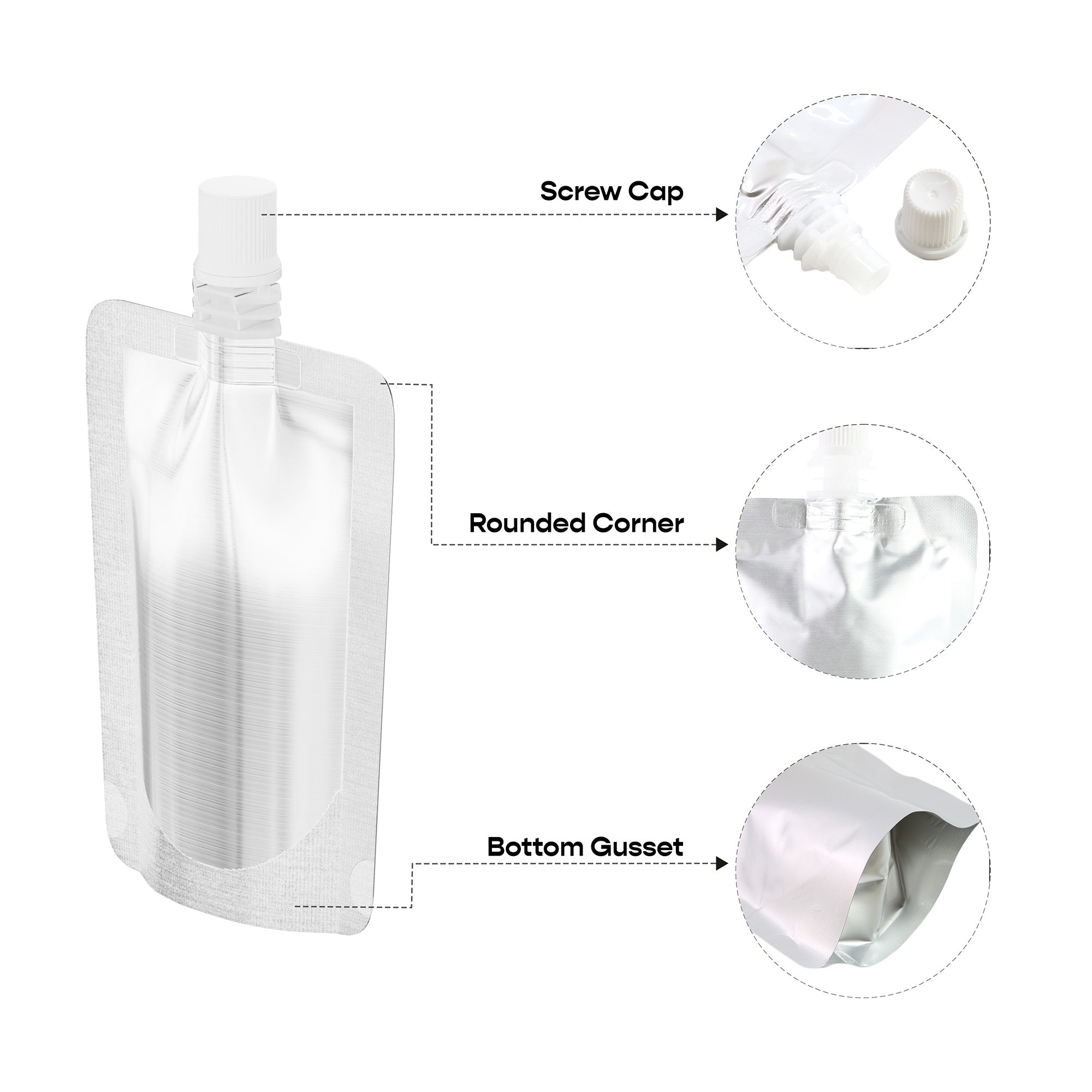 Customizable Matte Aluminum Bottle Pouch with Top Screw Cap Spout (Full Customization)