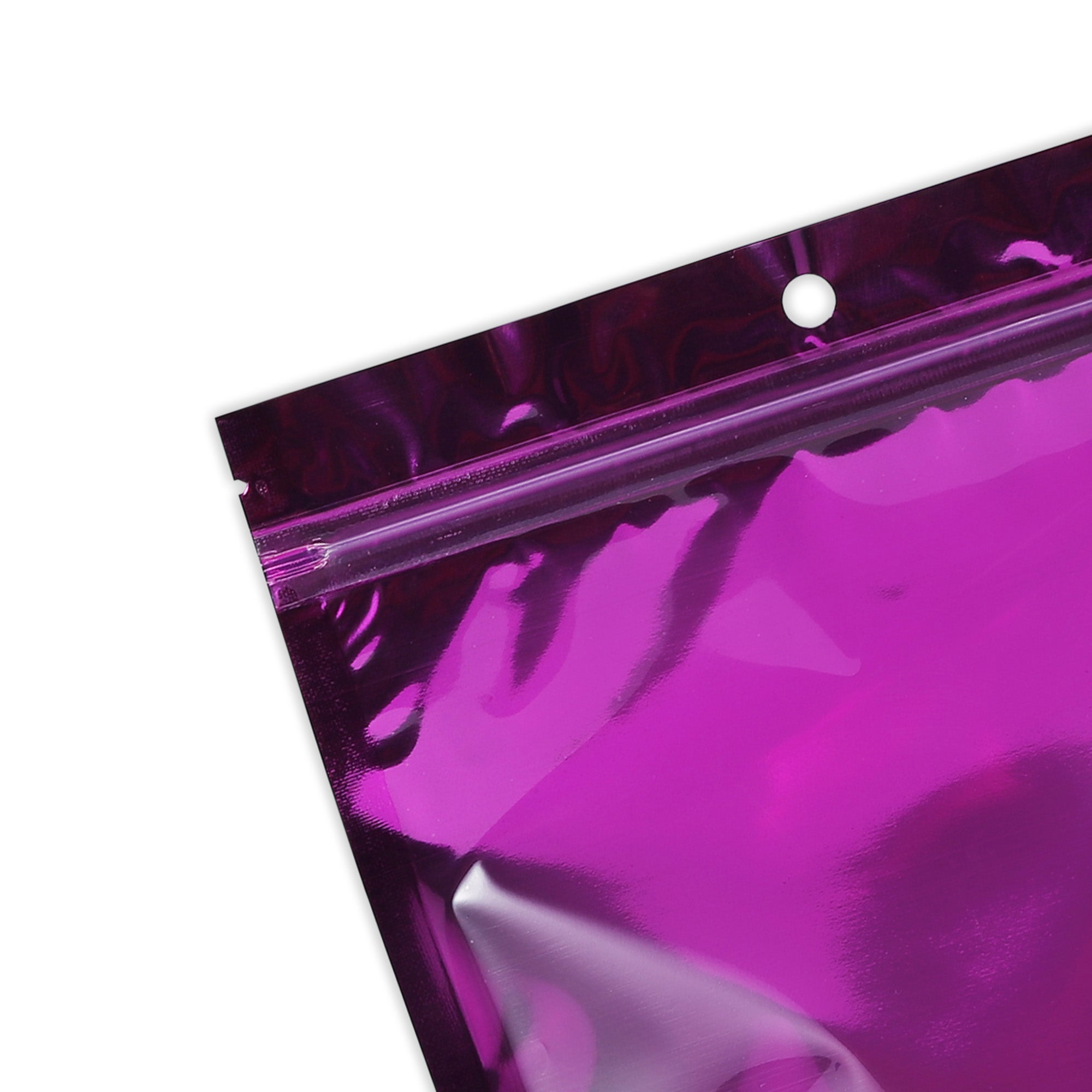 Single Side Glossy Half Ripe Plum Purple Metallic Mylar Stand Strong® Bags with Round Hang-Hole