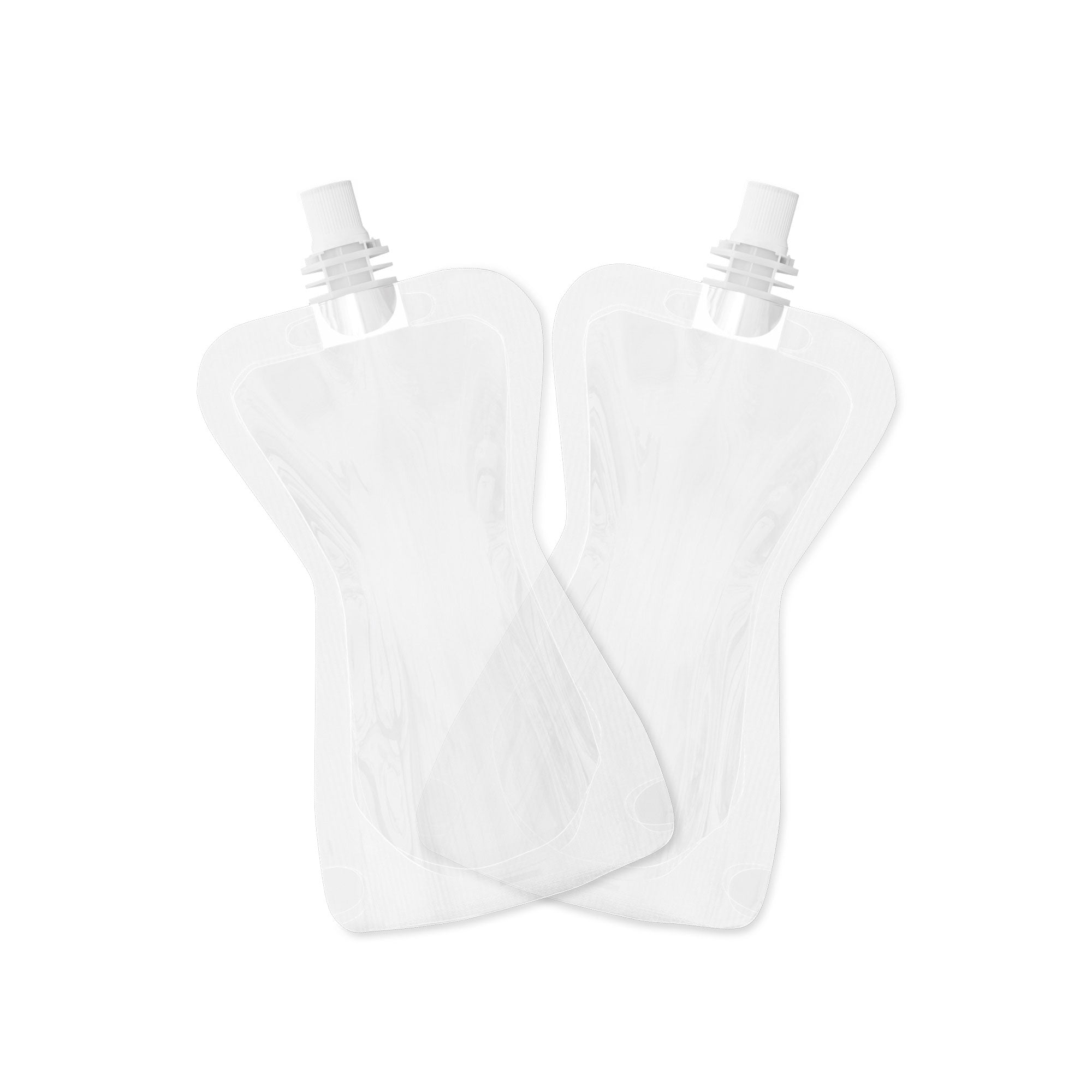 Customizable Glossy Clarity Clear Hourglass Plastic Bottle Pouch with Top Screw Cap Spout (Basic Printing)