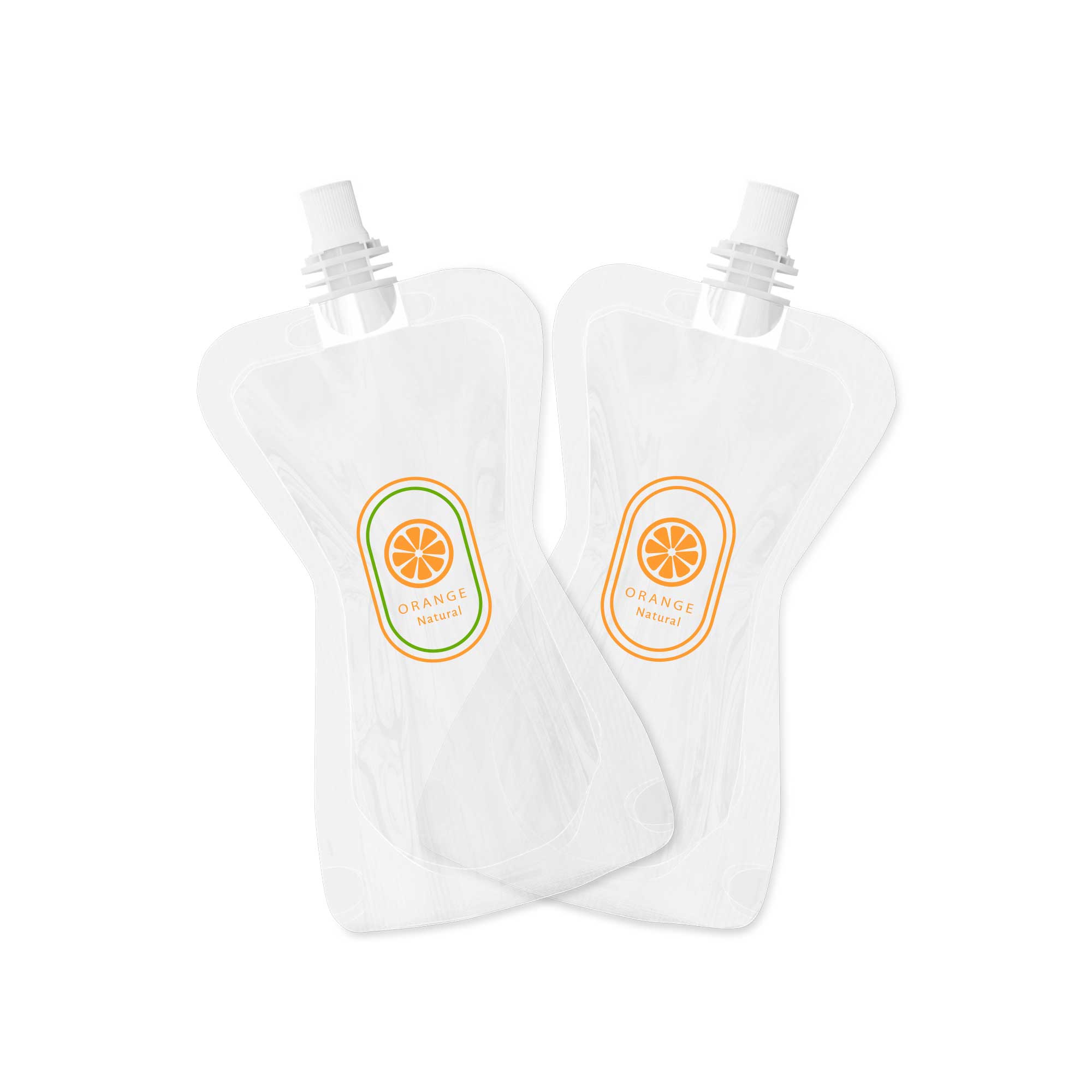 Customizable Glossy Clarity Clear Hourglass Plastic Bottle Pouch with Top Screw Cap Spout (Basic Printing)