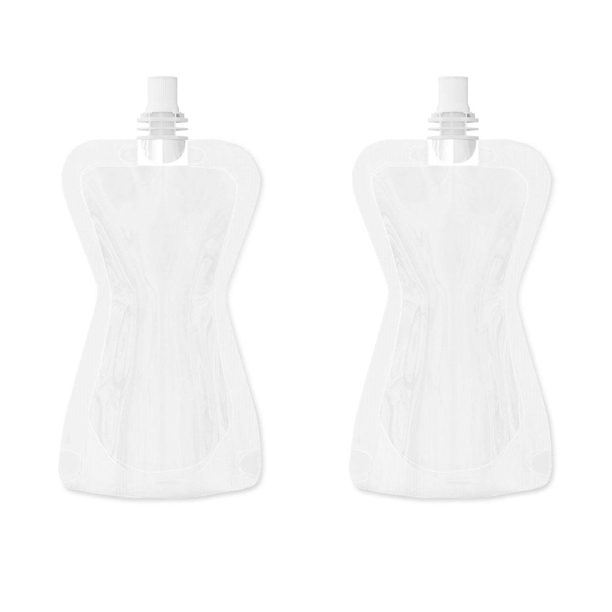 Customizable Glossy Clarity Clear Hourglass Plastic Bottle Pouch with Top Screw Cap Spout (Basic Printing)