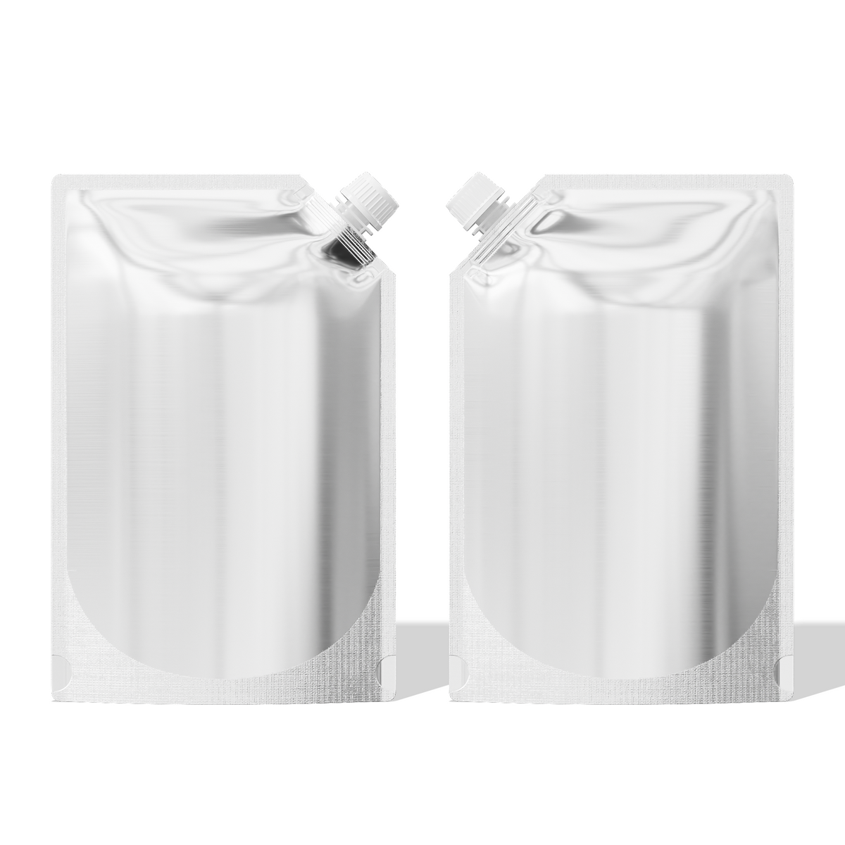 Glossy Iron Silver Stand Pouch with Corner Wide Mouth Twist Cap