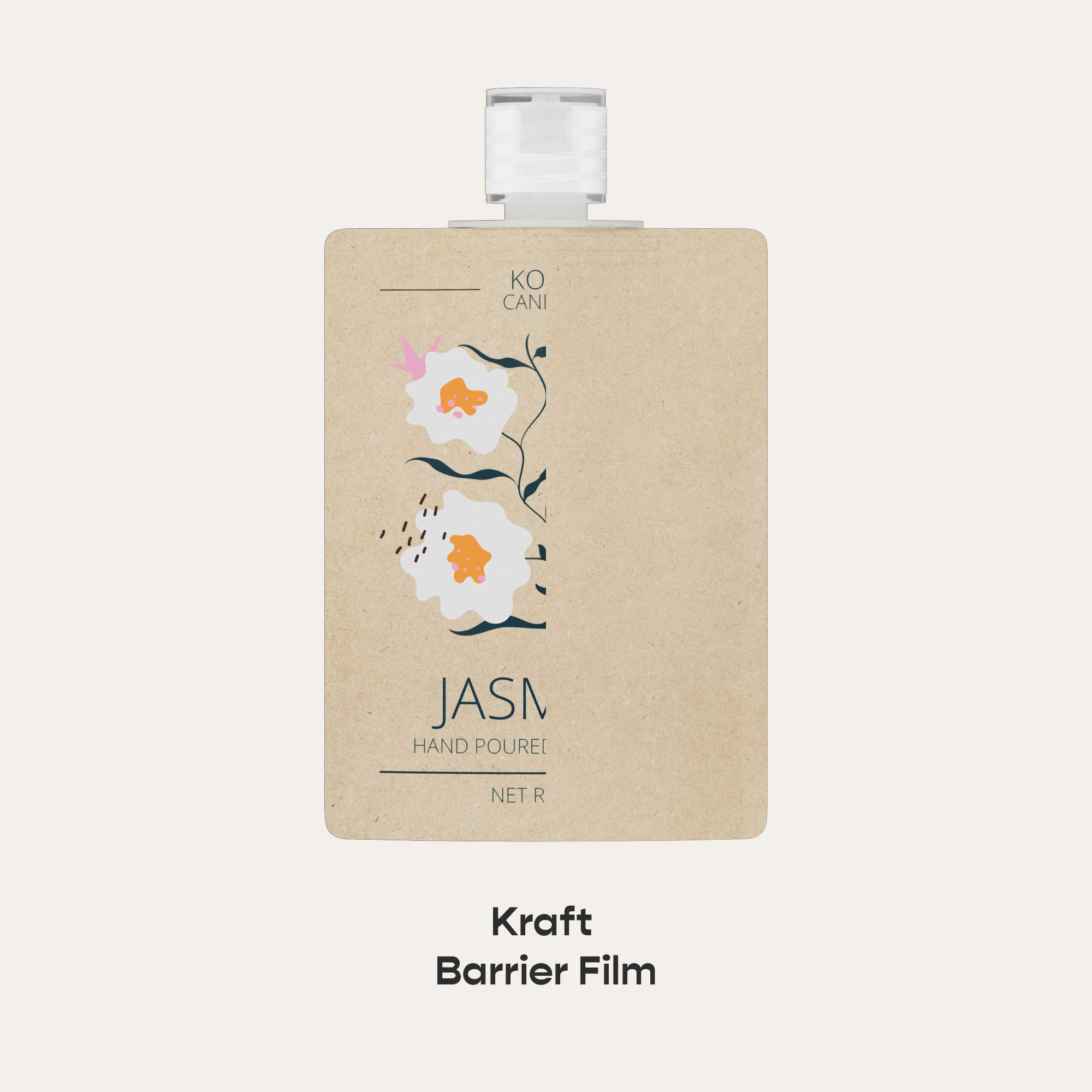 Customizable Classic Kraft Bottle Pouch with Top Wide Mouth Flip Top Cap (Full Customization)