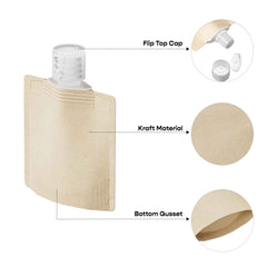 Customizable Classic Kraft Bottle Pouch with Top Wide Mouth Flip Top Cap (Full Customization)