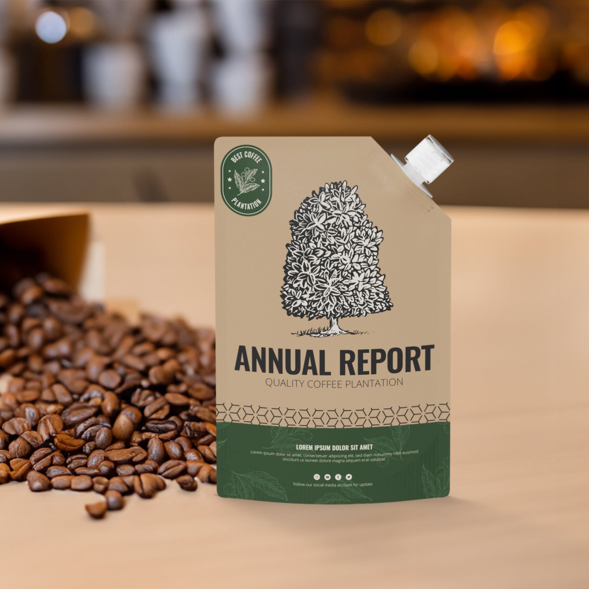 Customizable Classic Kraft Bottle Pouch with Corner Wide Mouth Flip Top Cap (Full Customization)