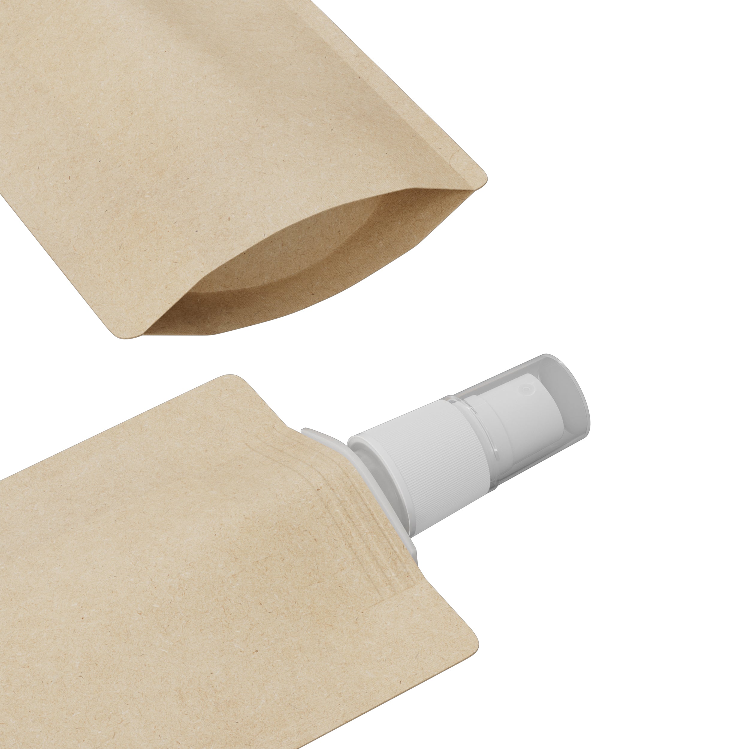 Classic Kraft Brown Stand Pouch with Top Wide Mouth Fine Mist Spray Cap