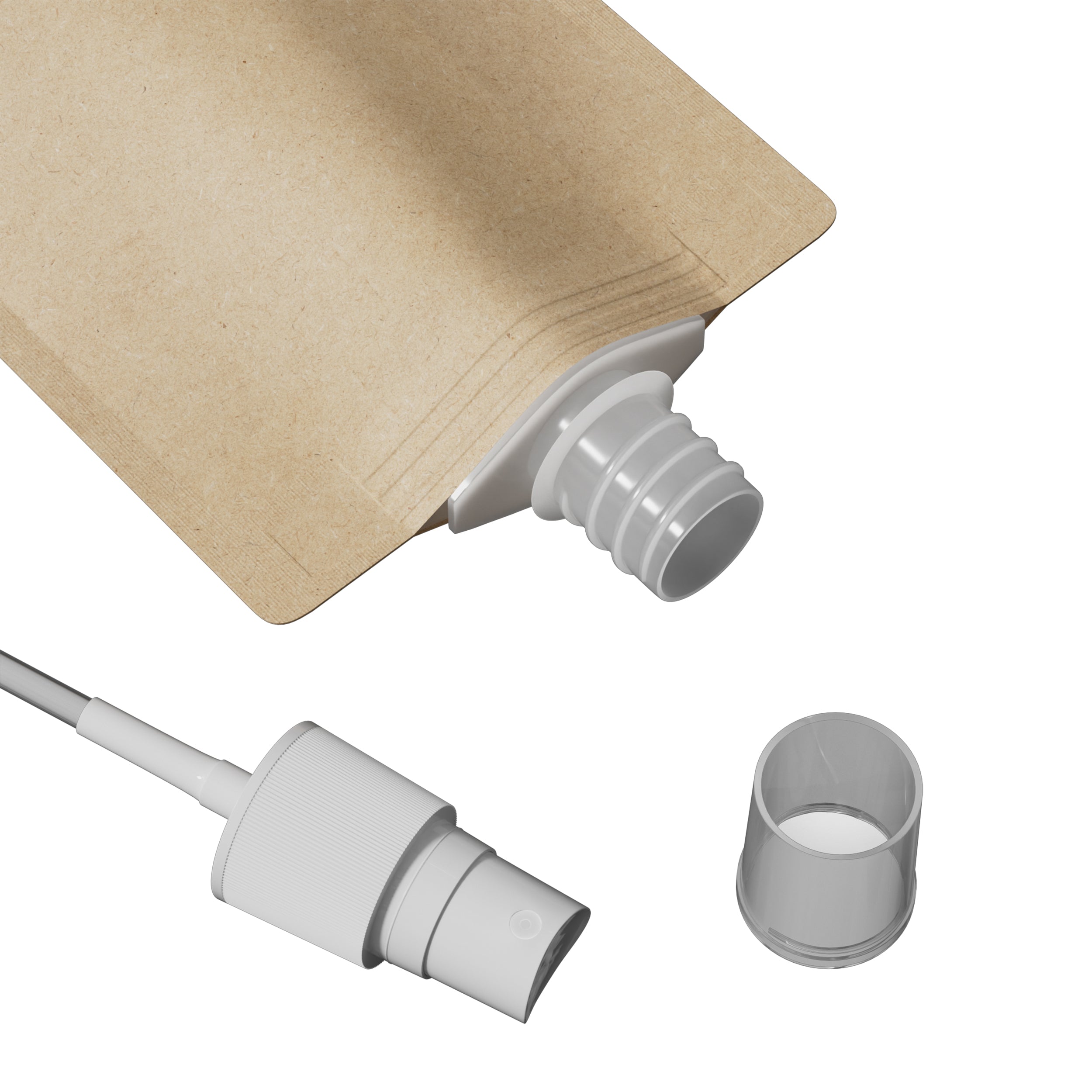 Classic Kraft Brown Stand Pouch with Top Wide Mouth Fine Mist Spray Cap