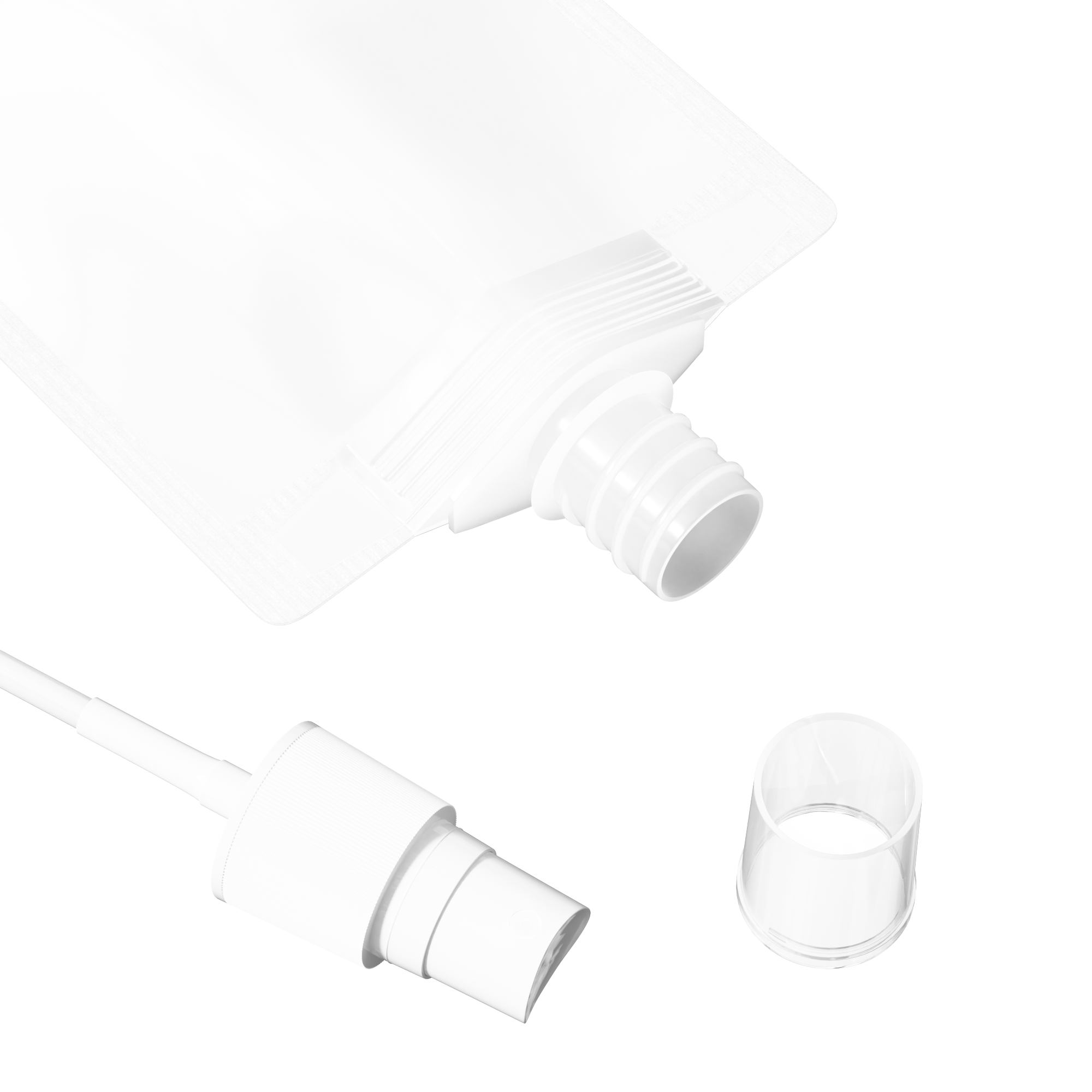 Frosted Translucent Stand Pouch with Top Wide Mouth Fine Mist Sprayers Cap