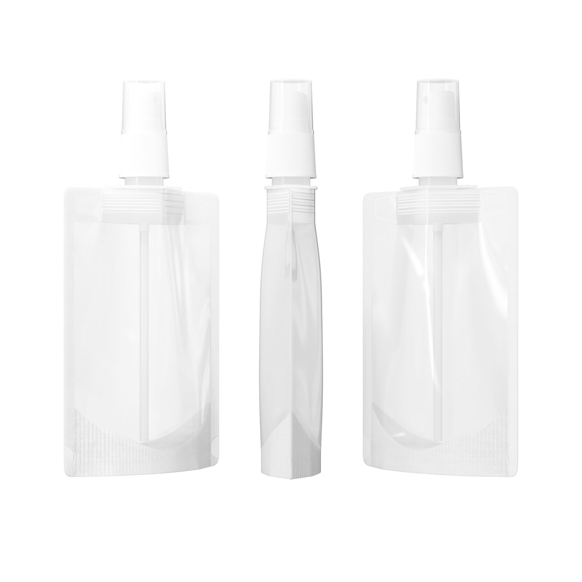 Frosted Translucent Stand Pouch with Top Wide Mouth Fine Mist Sprayers Cap