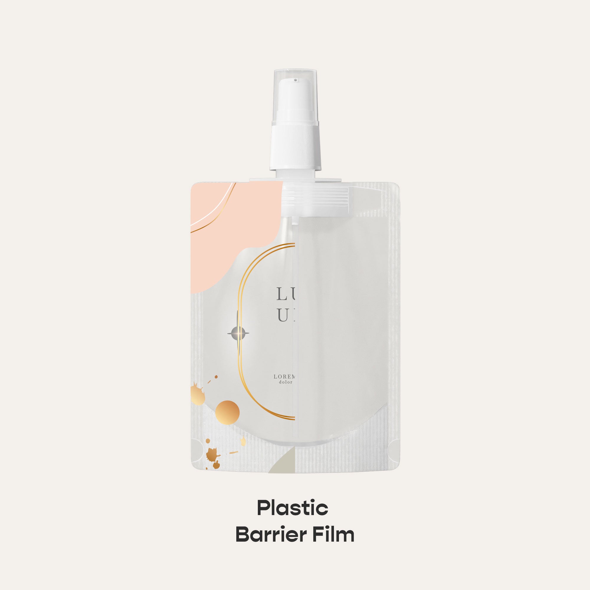 Customizable Frosted Translucent Stand Pouch with Top Wide Mouth Serum Pump (Full Customization)