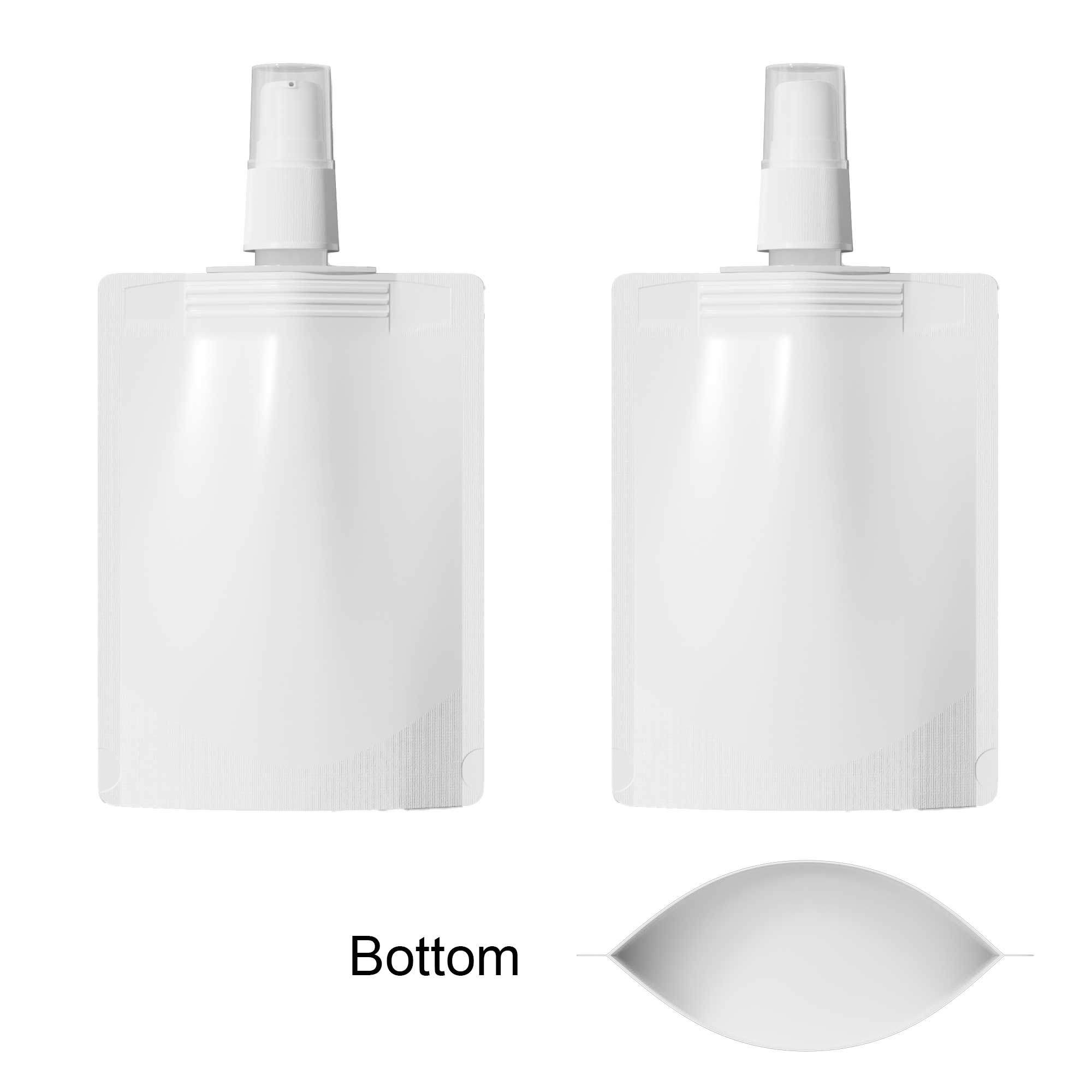 Customizable Frosted Translucent Stand Pouch with Top Wide Mouth Serum Pump (Full Customization)