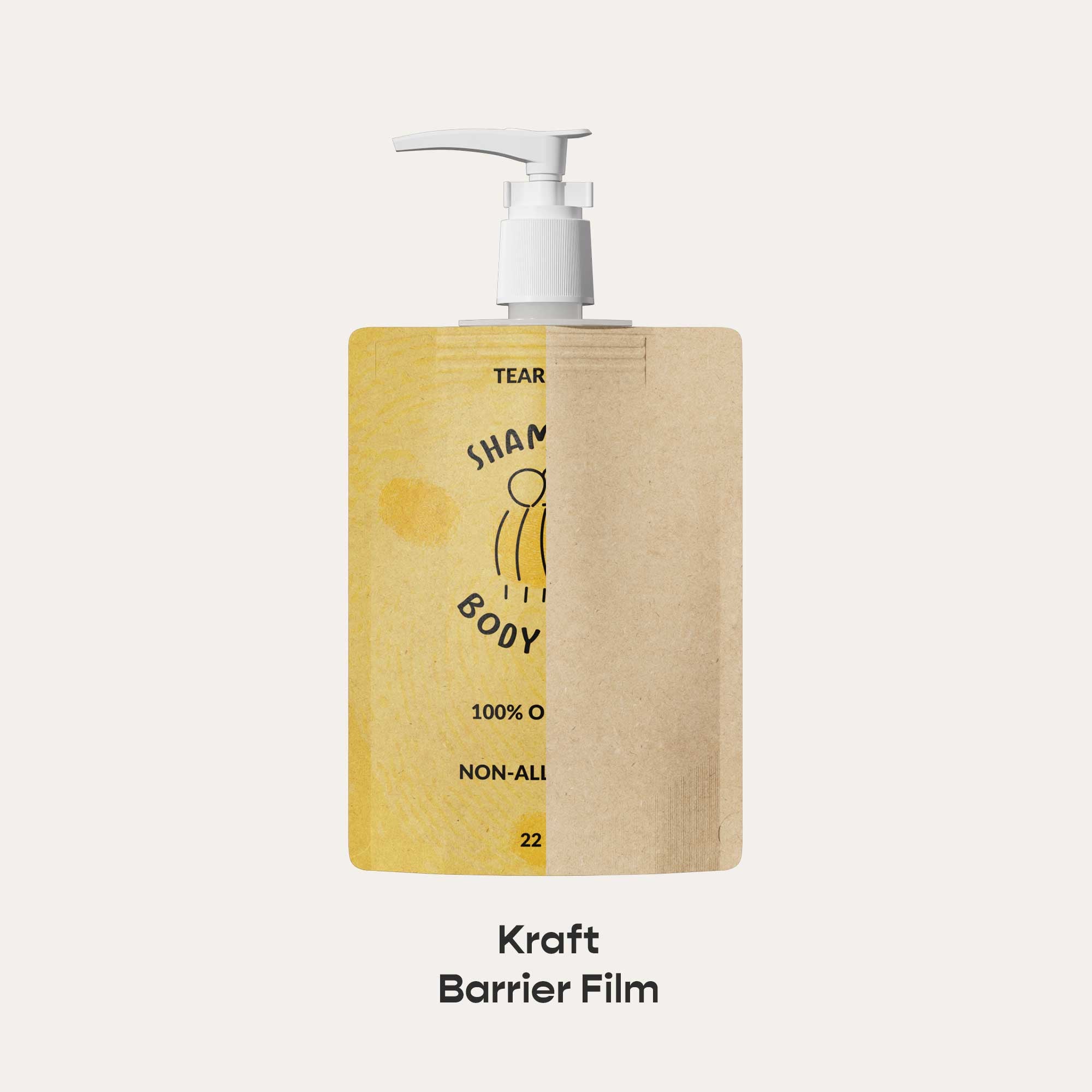 Customizable Classic Kraft Stand Pouch with Top Wide Mouth Pump Dispenser (Full Customization)