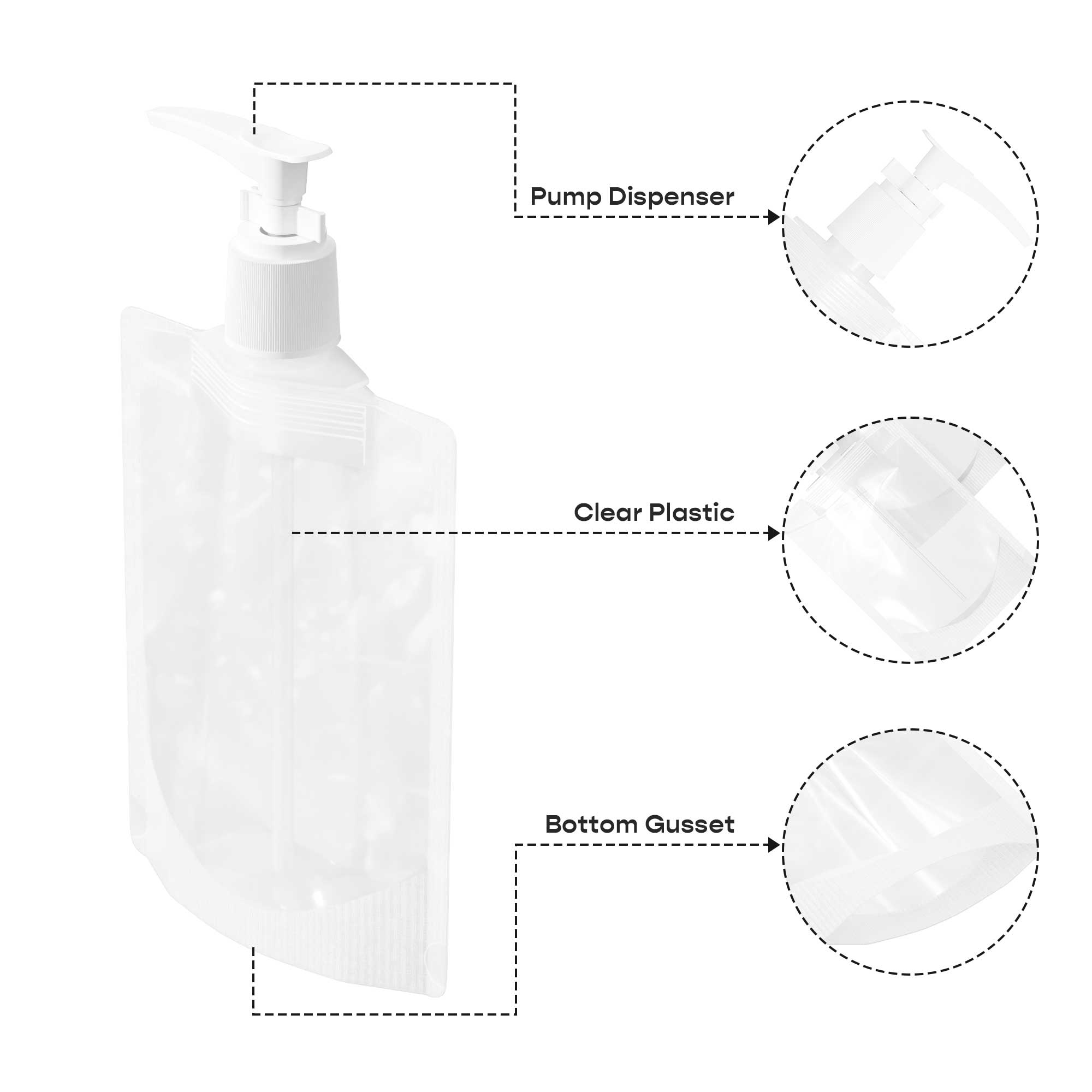 Customizable Frosted Translucent Beauty Stand Pouch Dispenser (Basic Printing)
