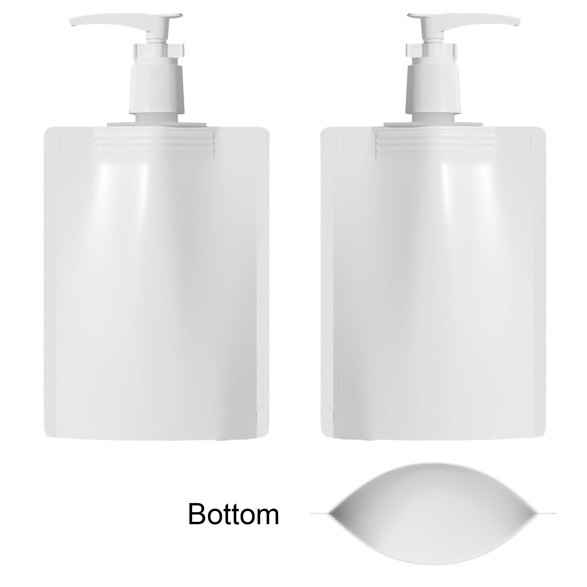 Customizable Frosted Translucent Stand Pouch with Top Wide Mouth Pump Dispenser (Full Customization)