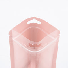 Reusable Flat Zipper Seal Bags – Glossy Half Sun Kissed Pink Polypropylene with Window & Butterfly Hang Hole