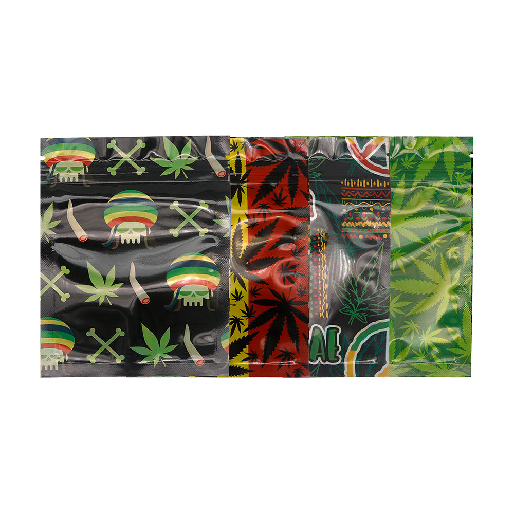 Flat Zipper Seal Bags – Holographic Jamaican Theme Smell Proof Bags