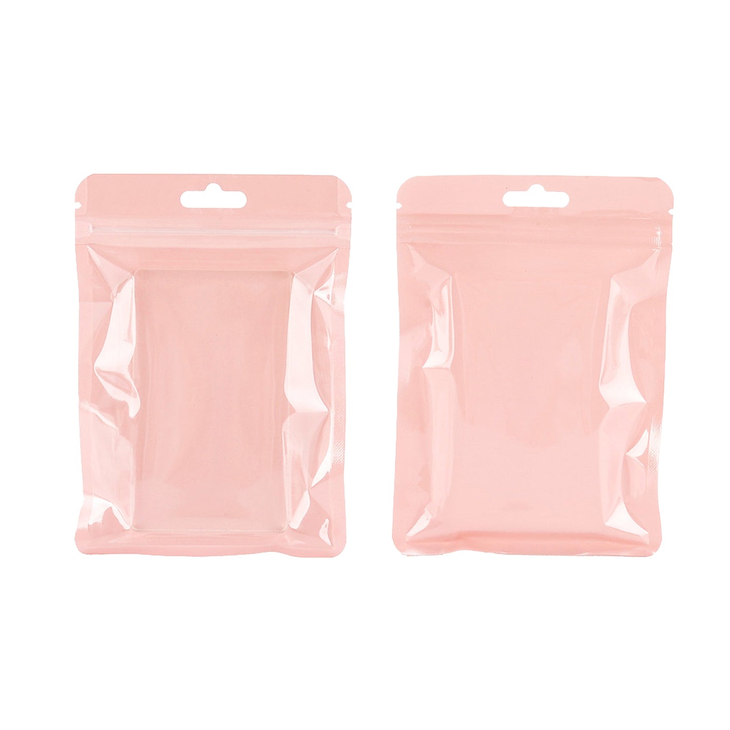 QQ Studio® Glossy Half Sun Kissed Pink Window Polypropylene Flat QuickQlick® Bags with Butterfly Hang Hole