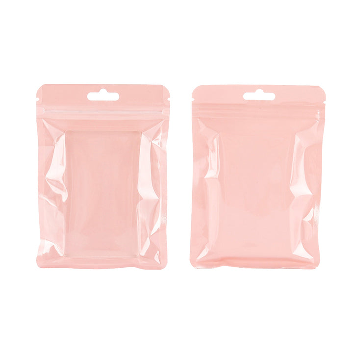 QQ Studio® Glossy Half Sun Kissed Pink Window Polypropylene Flat QuickQlick® Bags with Round Hang Hole