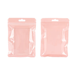 Reusable Flat Zipper Seal Bags – Glossy Half Sun Kissed Pink Polypropylene with Window & Butterfly Hang Hole