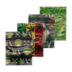 Flat Zipper Seal Bags – Holographic Jamaican Theme Smell Proof Bags