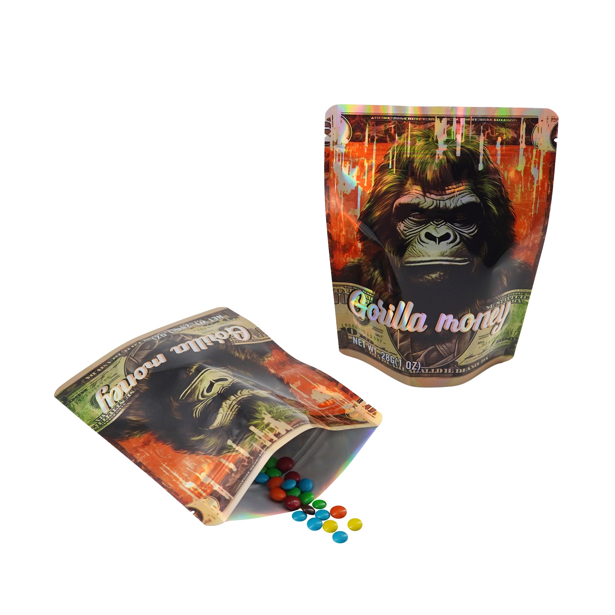 Holographic Four Designs Stand Strong® Smell Proof Mylar Foil Bags