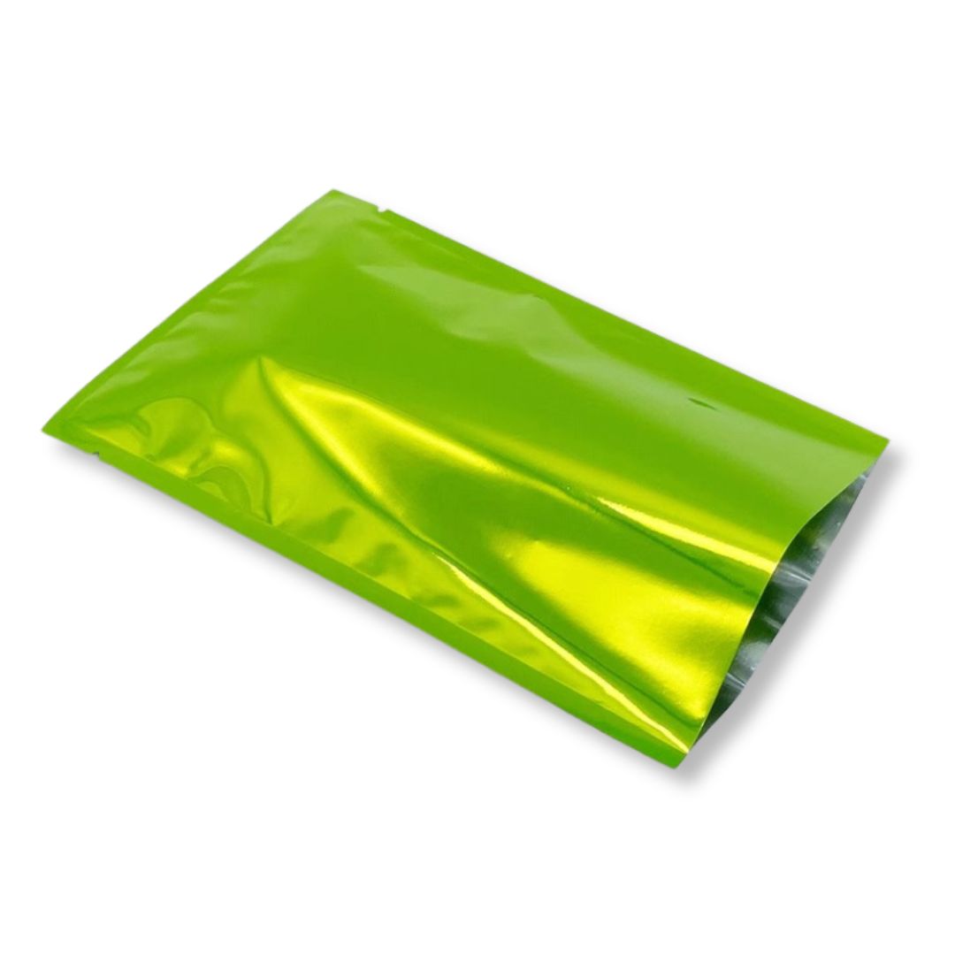Glossy Electric Green Mylar Foil Open Fill Bags