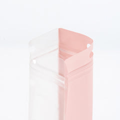 Reusable Flat Zipper Seal Bags – Glossy Half Sun Kissed Pink Polypropylene with Window & Butterfly Hang Hole