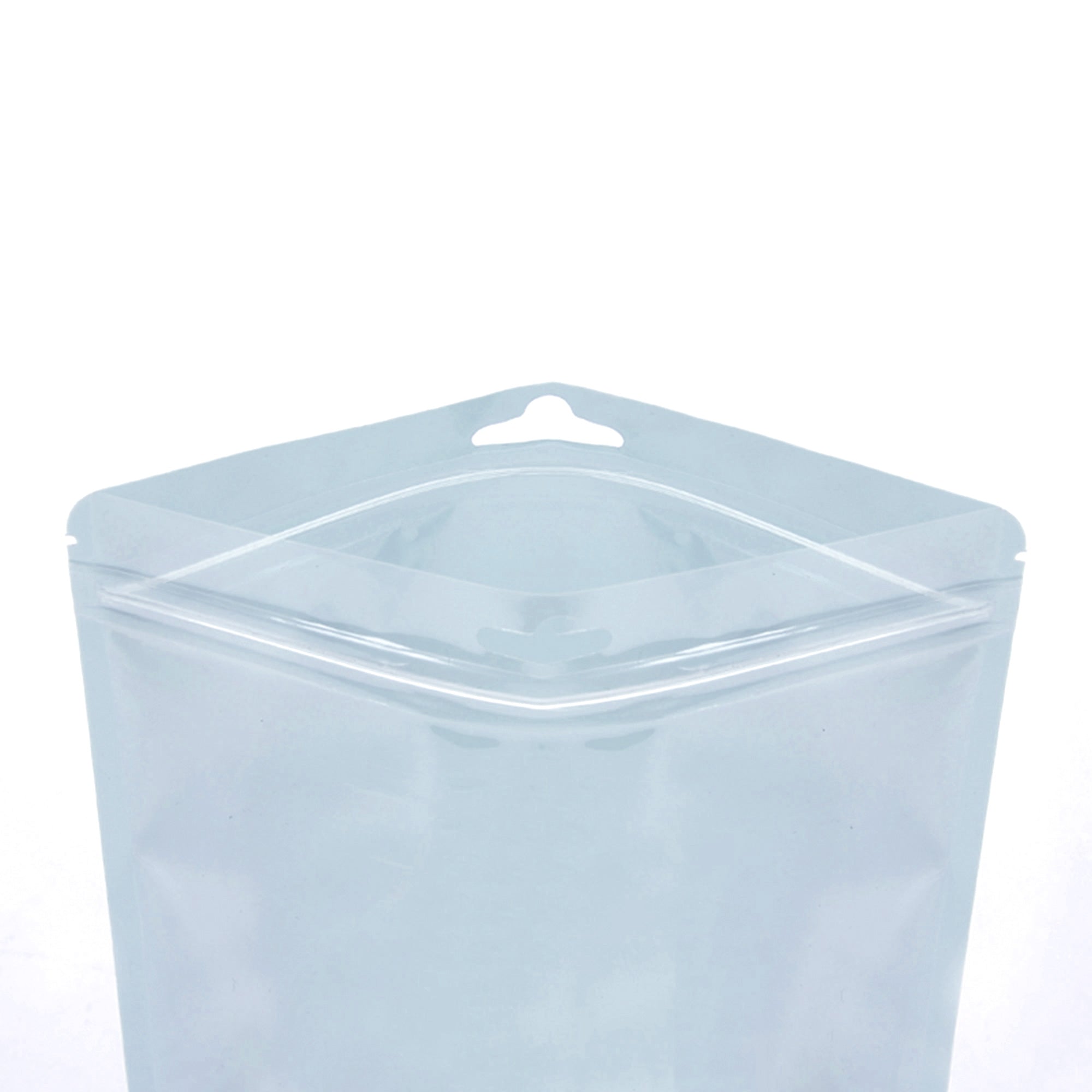 Reusable Flat Zipper Seal Bags – Glossy Half Robin Egg Blue Polypropylene with Window & Butterfly Hang Hole