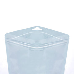 Reusable Flat Zipper Seal Bags – Glossy Half Robin Egg Blue Polypropylene with Window & Butterfly Hang Hole