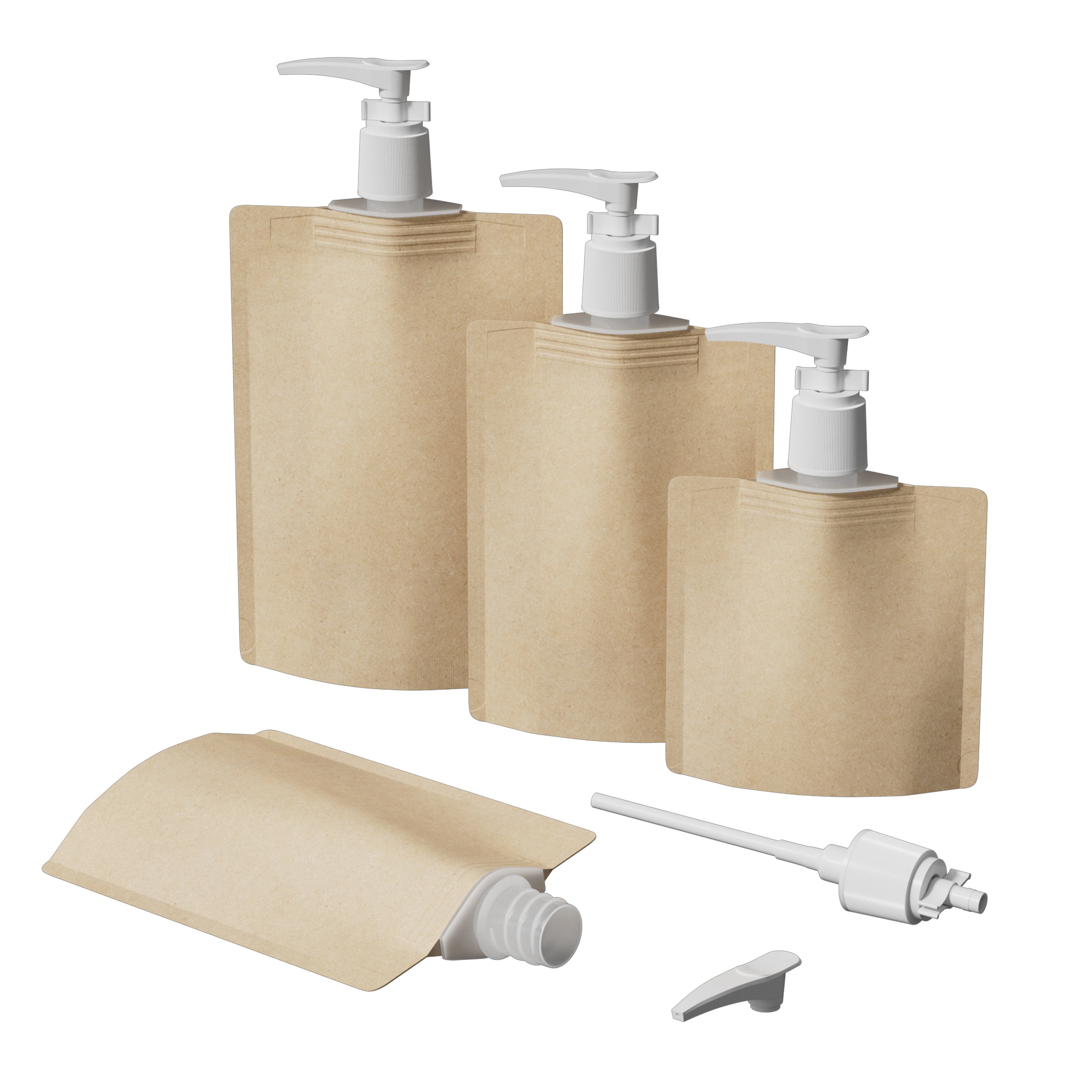 Classic Kraft Brown Stand Pouch with Top Wide Mouth Pump Dispenser