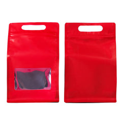Smooth Matte Brick Red Side Gusset Stand Strong® Bags with Die Cut Handles